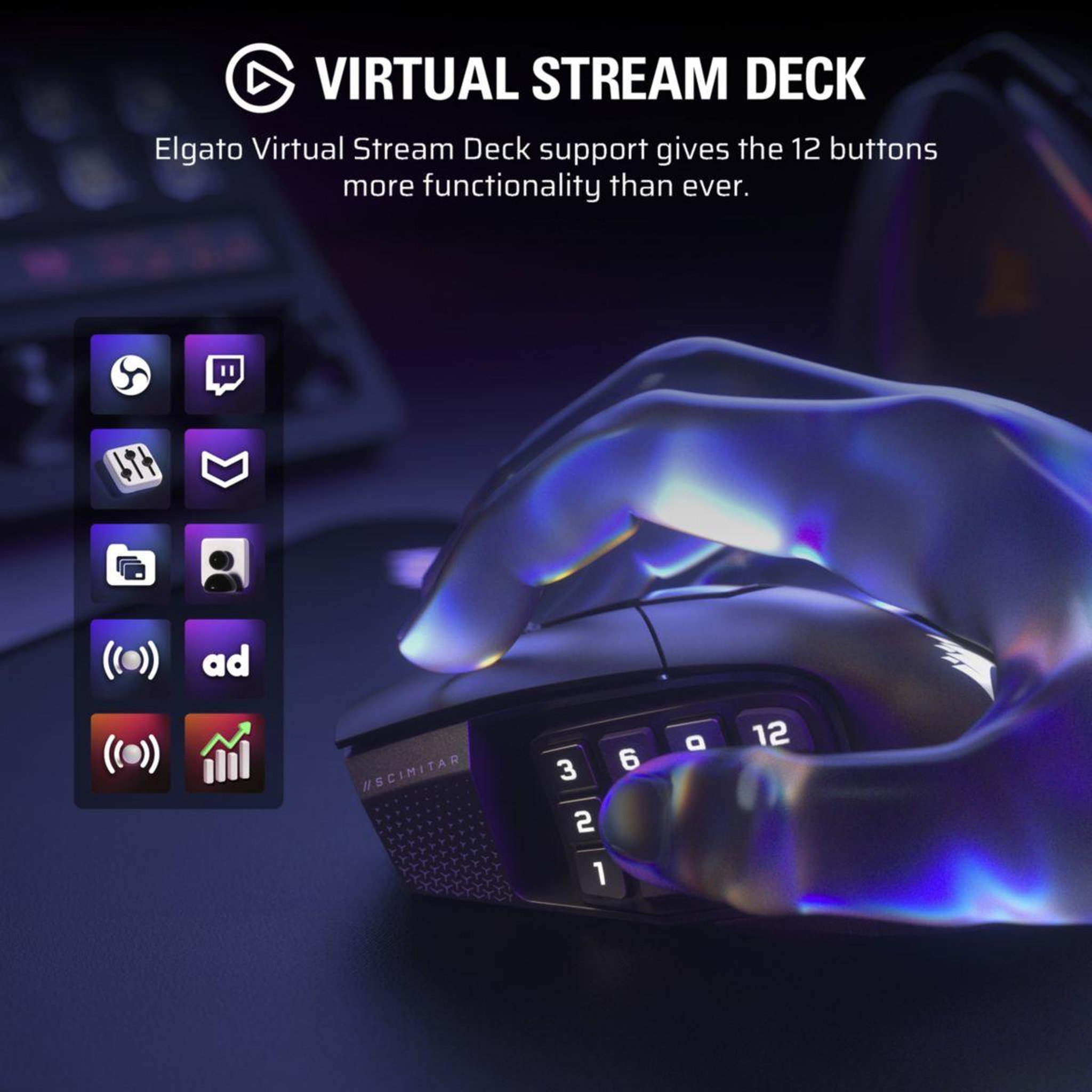 Voir la diapositive 5 : Corsair Souris gamer sans fil scimitar elite wl se gun metal