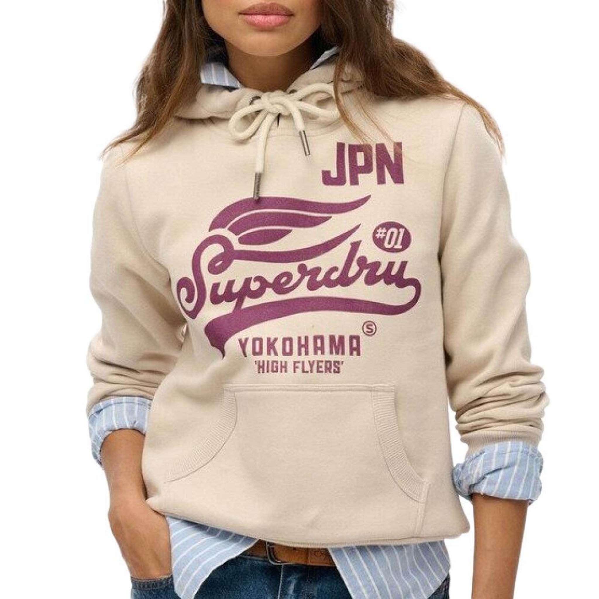 Voir la diapositive 1 : SUPERDRY Sweat Beige Femme Superdry High Flyers Hood