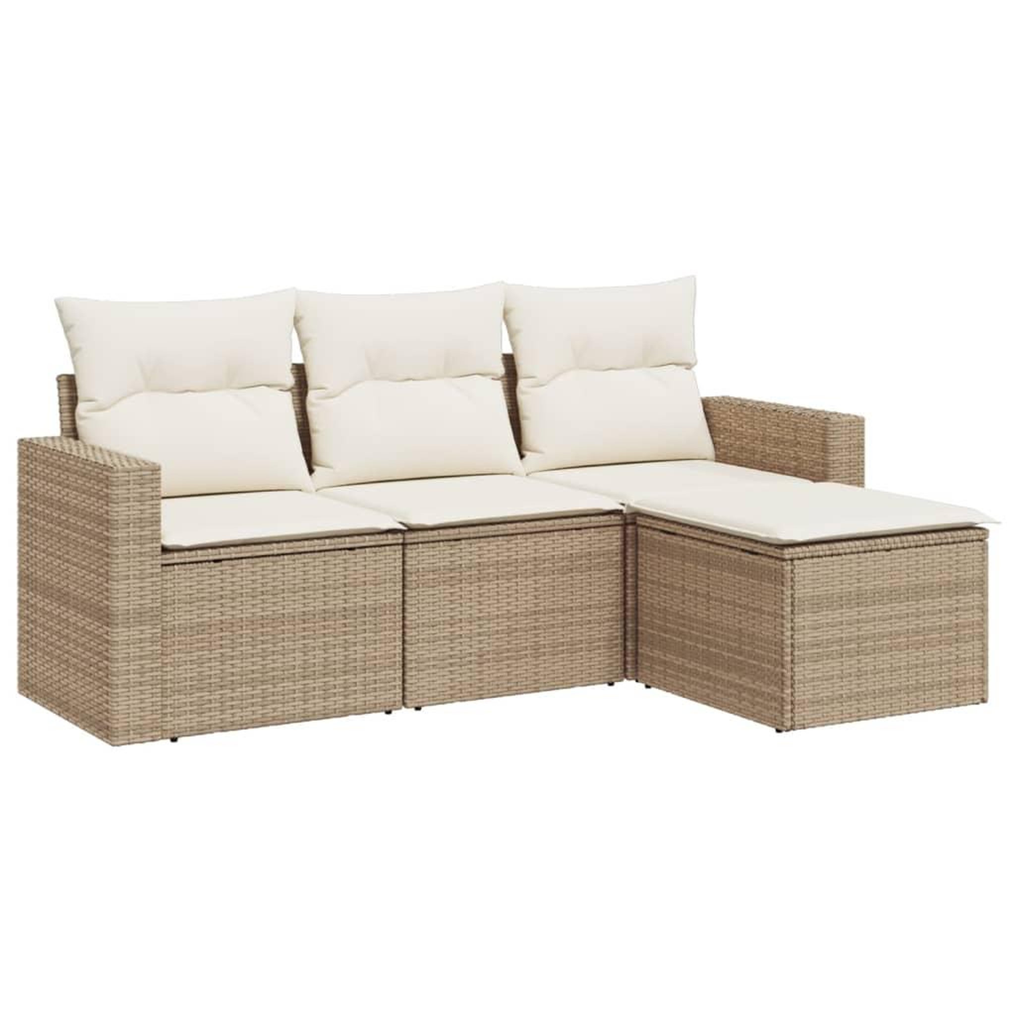 Voir la diapositive 2 : VIDAXL Salon de jardin avec coussins 4 pcs beige resine tressee