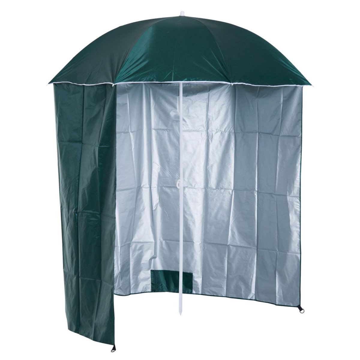 OUTSUNNY Parasol de plage Ø 2,2 x 2,2H cm protection UPF 50 + sac transport, sardines et lestage intégrés vert foncé
