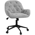 VINSETTO Chaise de bureau velours design Chesterfield effet capitonné piètement métal noir gris