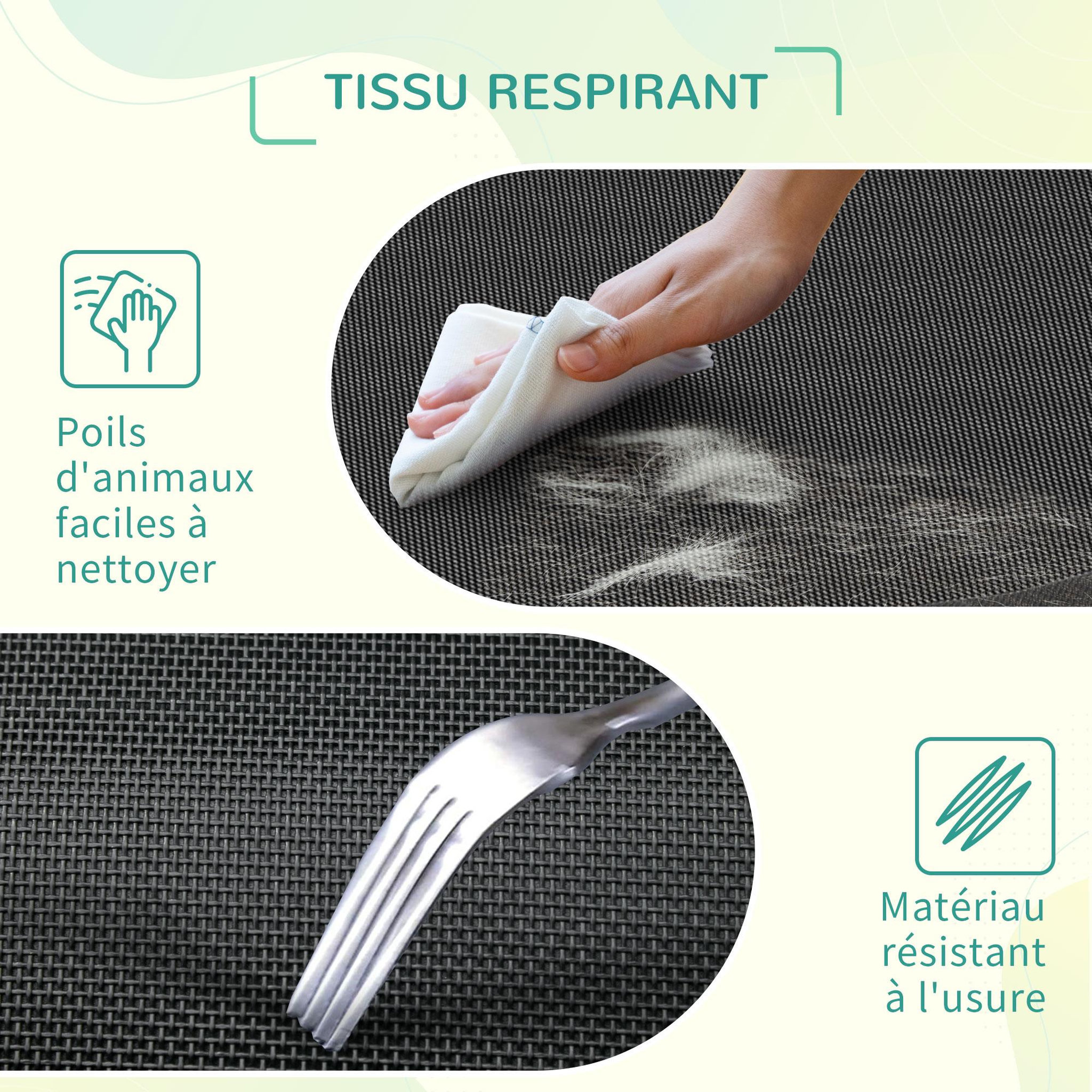 Voir la diapositive 6 : PAWHUT Lit pour chien chat xxl grand confort sur pied dim. 130l x 90l x 20h cm métal époxy textilène micro-perforé noir
