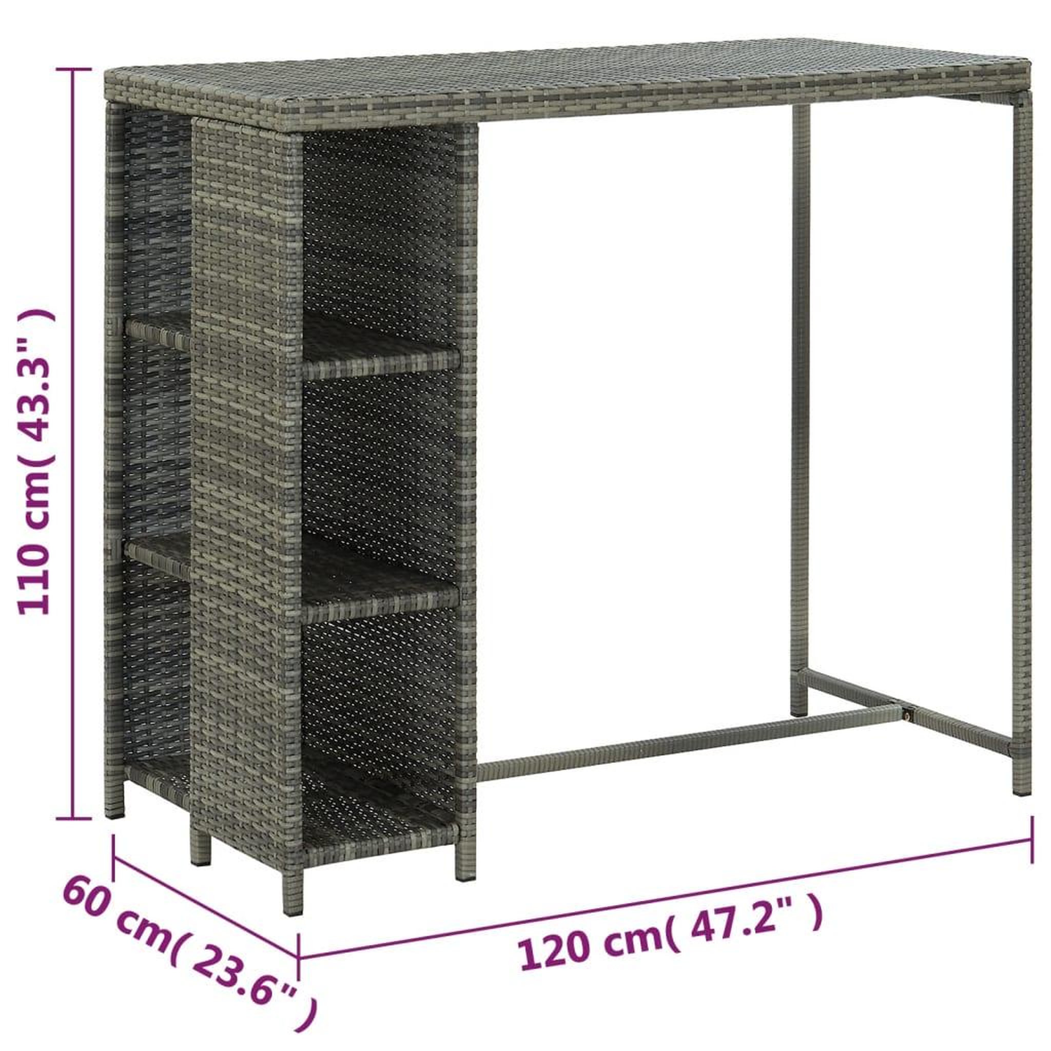 Voir la diapositive 6 : VIDAXL Ensemble de bar de jardin 5 pcs et coussins resine tressee gris