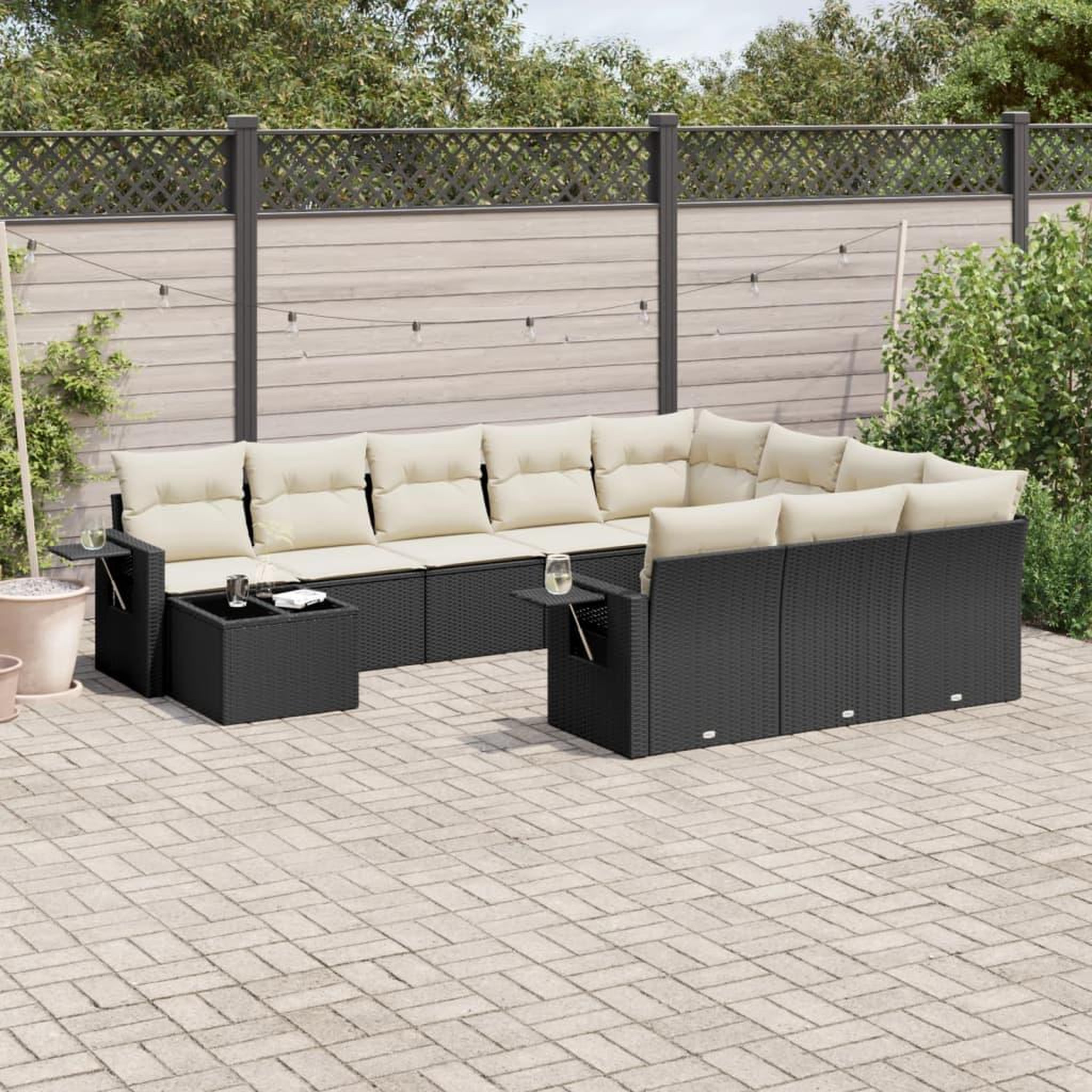 VIDAXL Salon de jardin 11 pcs avec coussins noir resine tressee