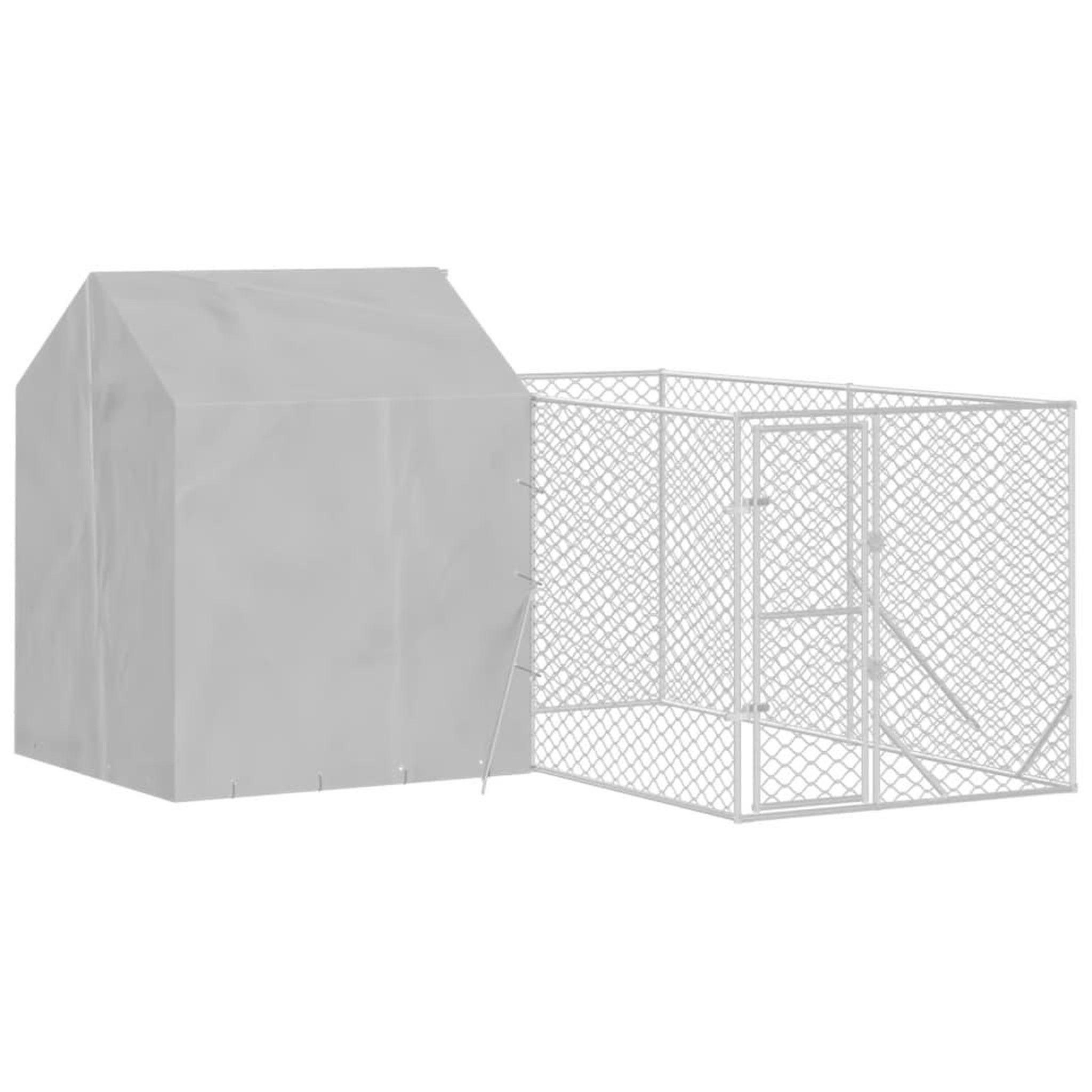 Voir la diapositive 3 : VIDAXL Chenil d'exterieur pour chiens avec toit argente 4x4x2,5 m