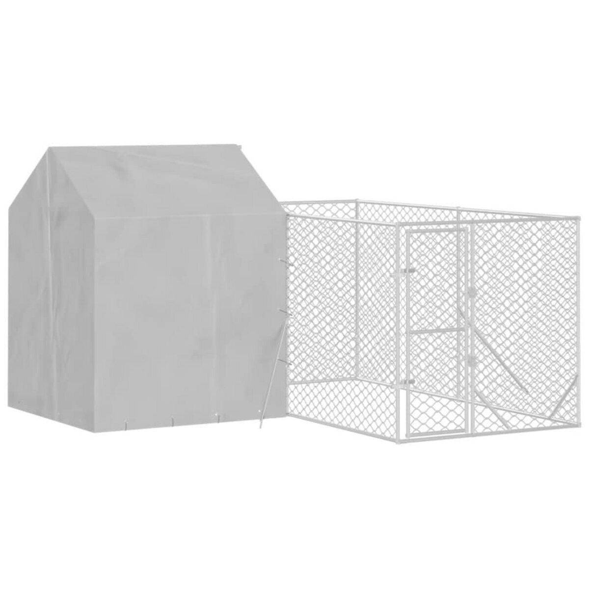 VIDAXL Chenil d'exterieur pour chiens avec toit argente 4x4x2,5 m
