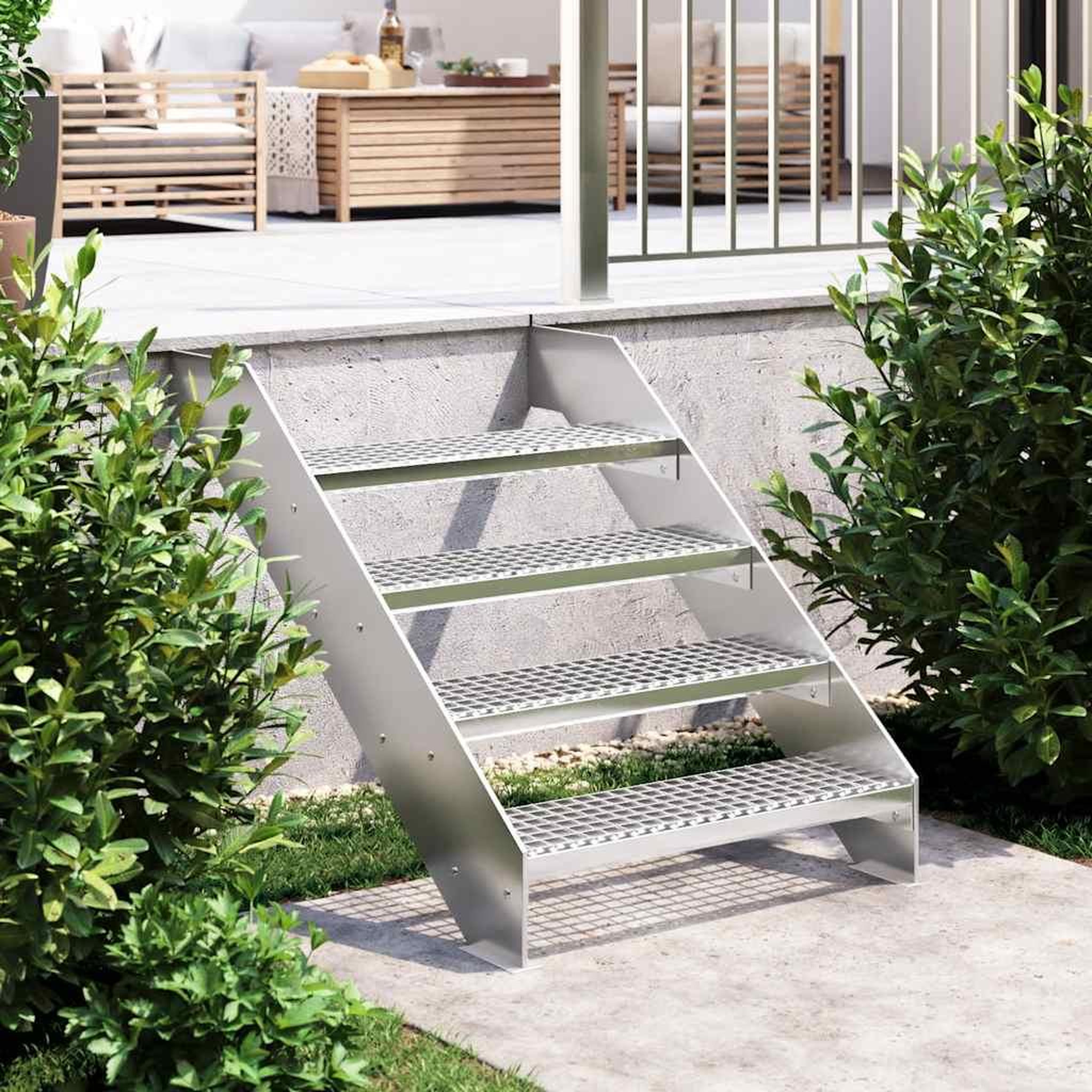 VIDAXL Escalier en caillebotis 70x24x7 cm acier galvanise