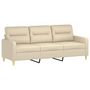 Voir la diapositive 4 : VIDAXL Canape a 3 places avec repose-pieds Creme 180 cm Tissu