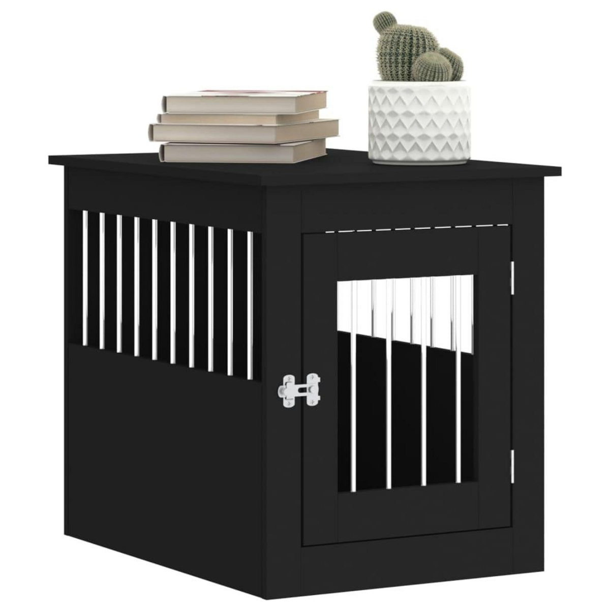 VIDAXL Meuble de cage pour chiens noir 55x75x65 cm bois d'ingenierie