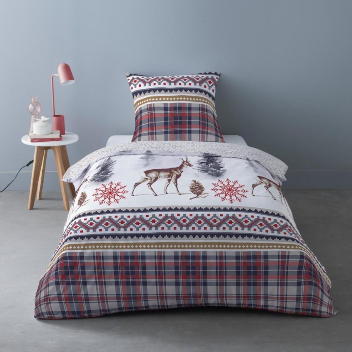 Dourev Housse de couette Flanelle 140x200 TIGNES + 1 taie