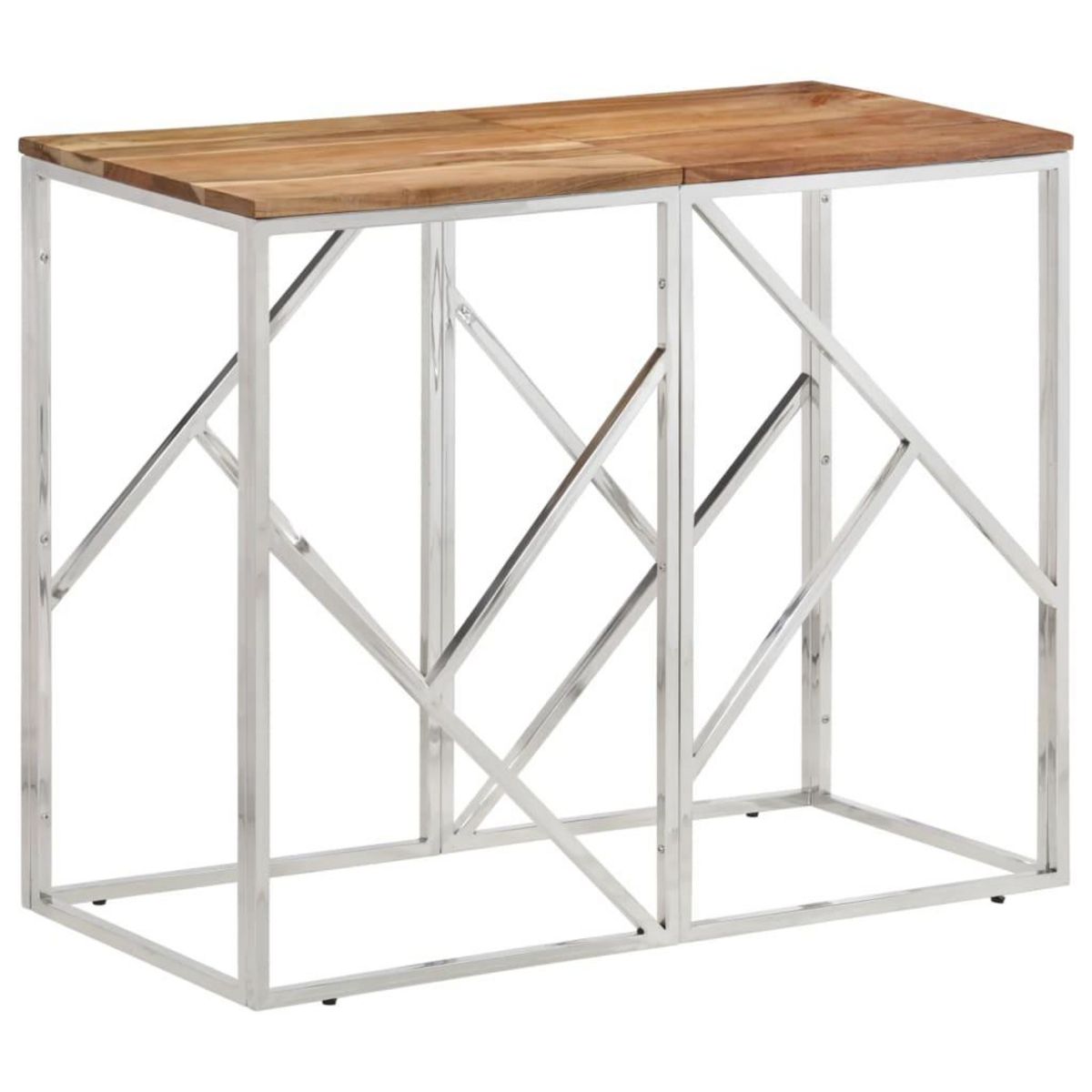 VIDAXL Table console argente acier inoxydable et bois massif d'acacia