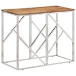 VIDAXL Table console argente acier inoxydable et bois massif d'acacia