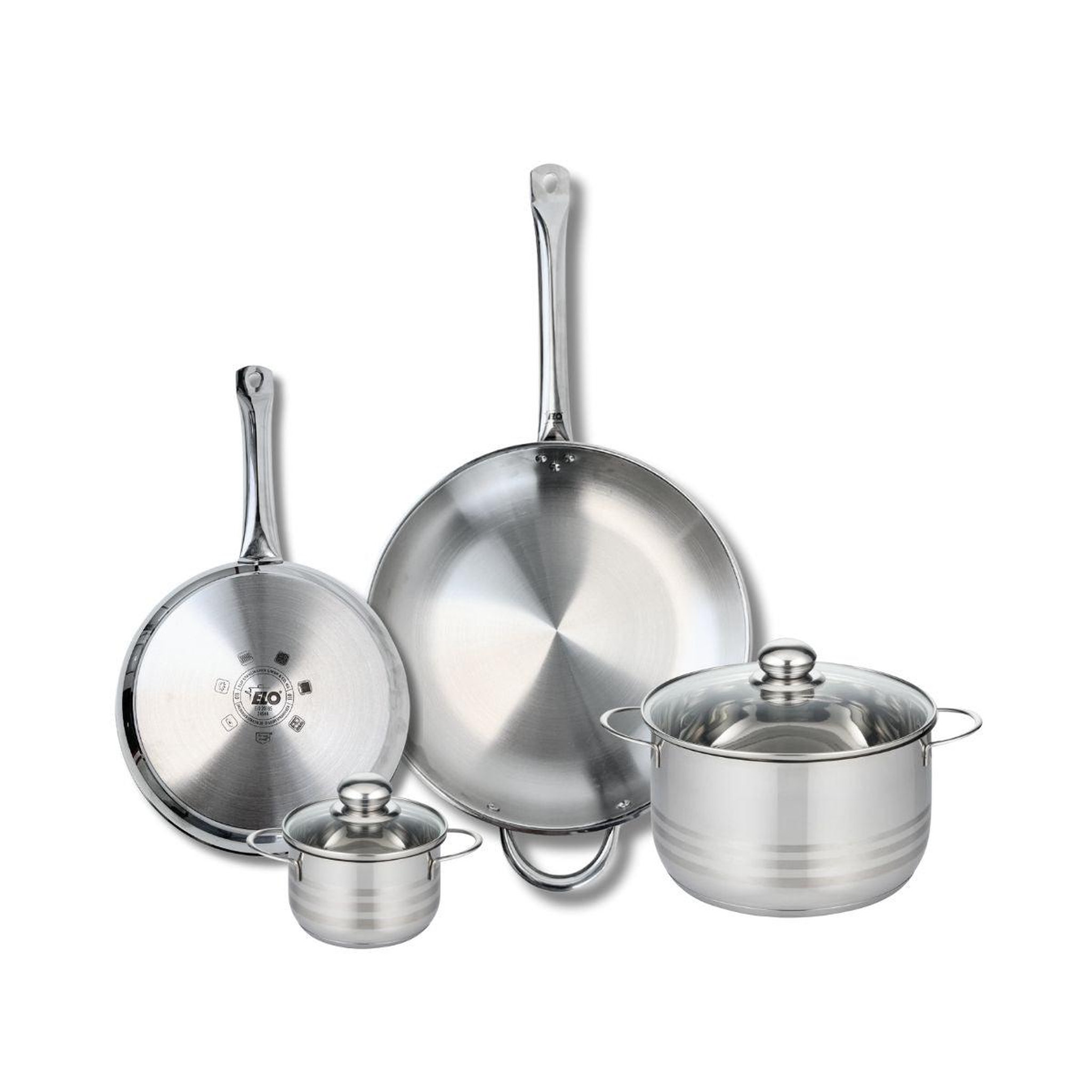 ELO Ensemble de 2 poêles de cuisson 24 et 32 cm et 2 faitouts 12 et 20 cm elo profi brillant