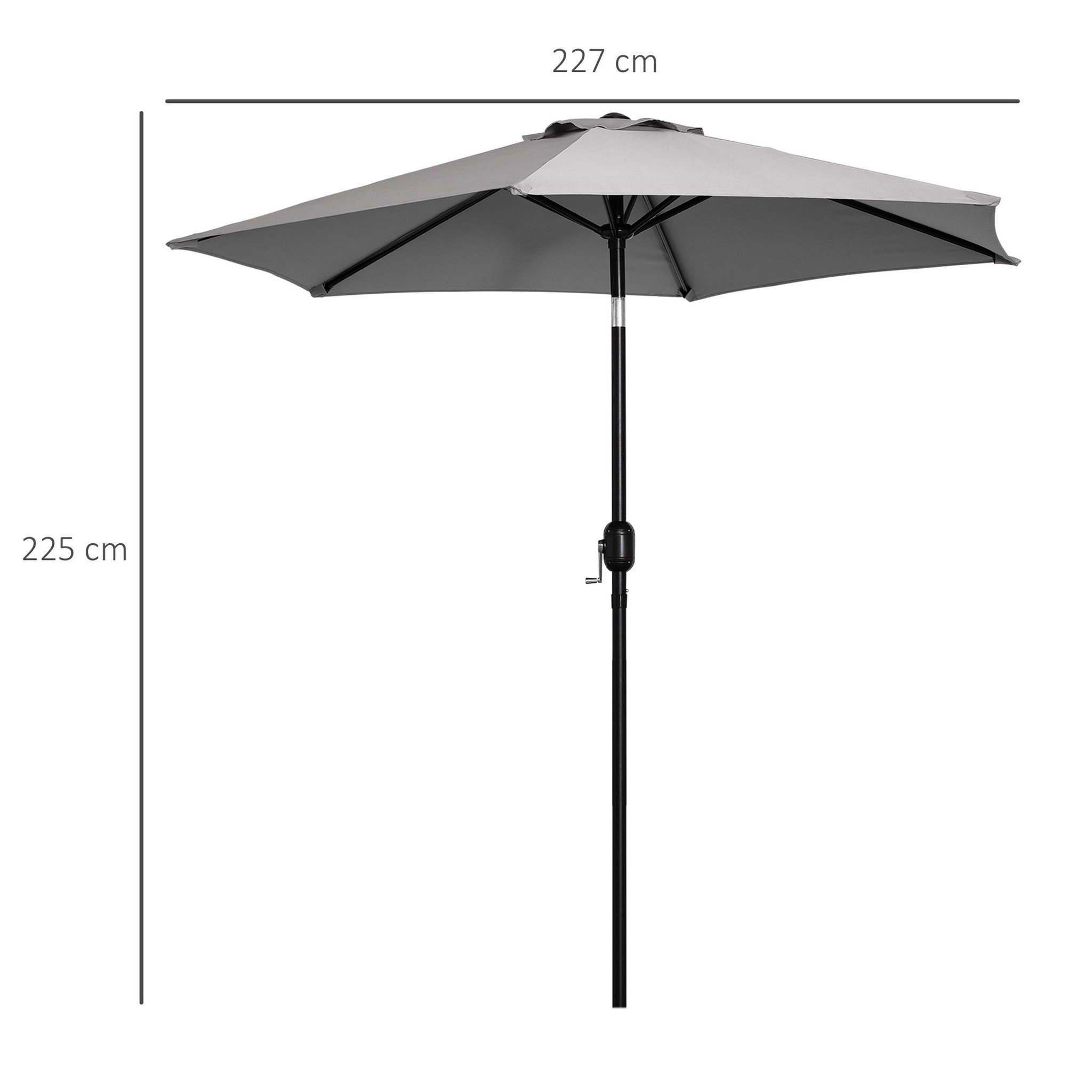 Voir la diapositive 3 : OUTSUNNY Parasol hexagonal inclinable dim. Ø 2,3 x 2,16H m métal polyester haute densité gris