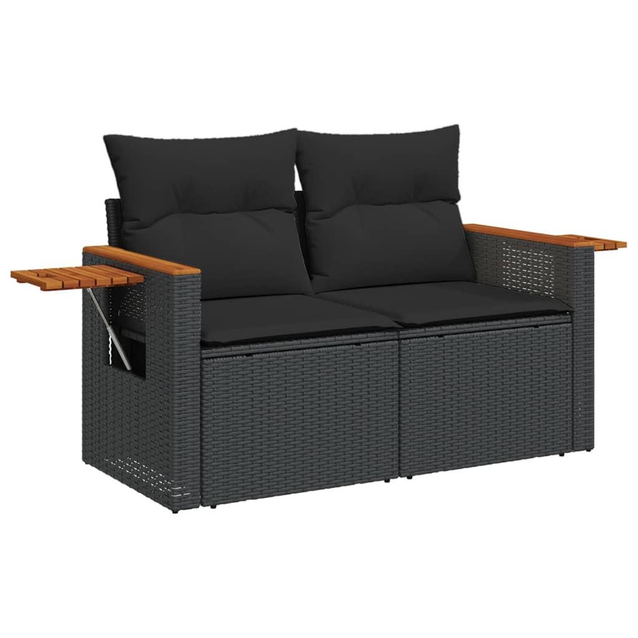 Voir la diapositive 4 : VIDAXL Salon de jardin 6 pcs avec coussins noir resine tressee