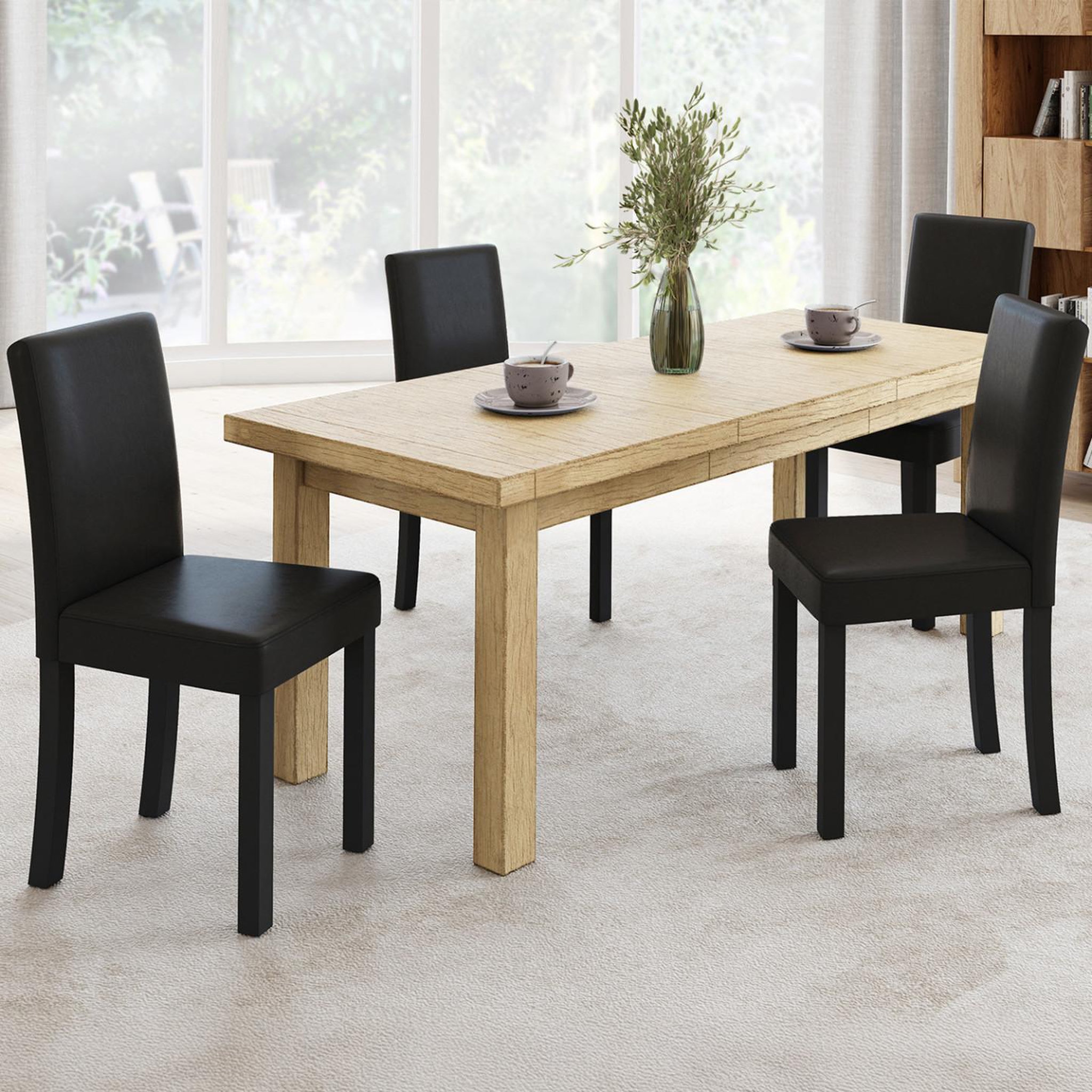 Voir la diapositive 2 : ID MARKET Lot de 4 chaises hannah noires pour salle à manger