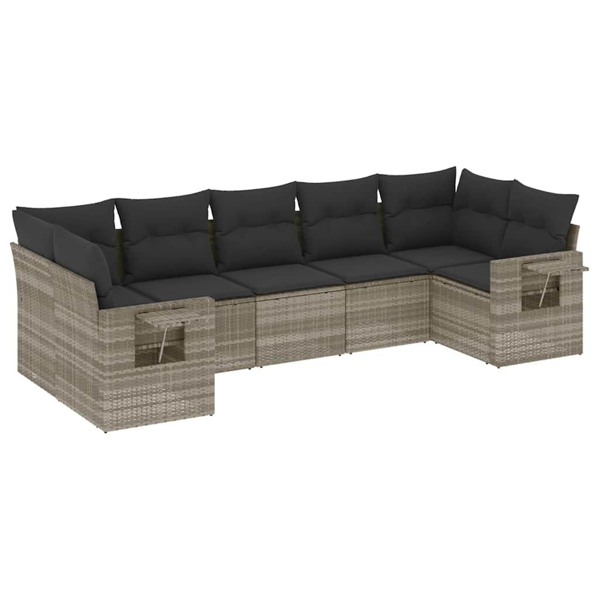 Voir la diapositive 2 : VIDAXL Salon de jardin avec coussins 7 pcs gris clair resine tressee