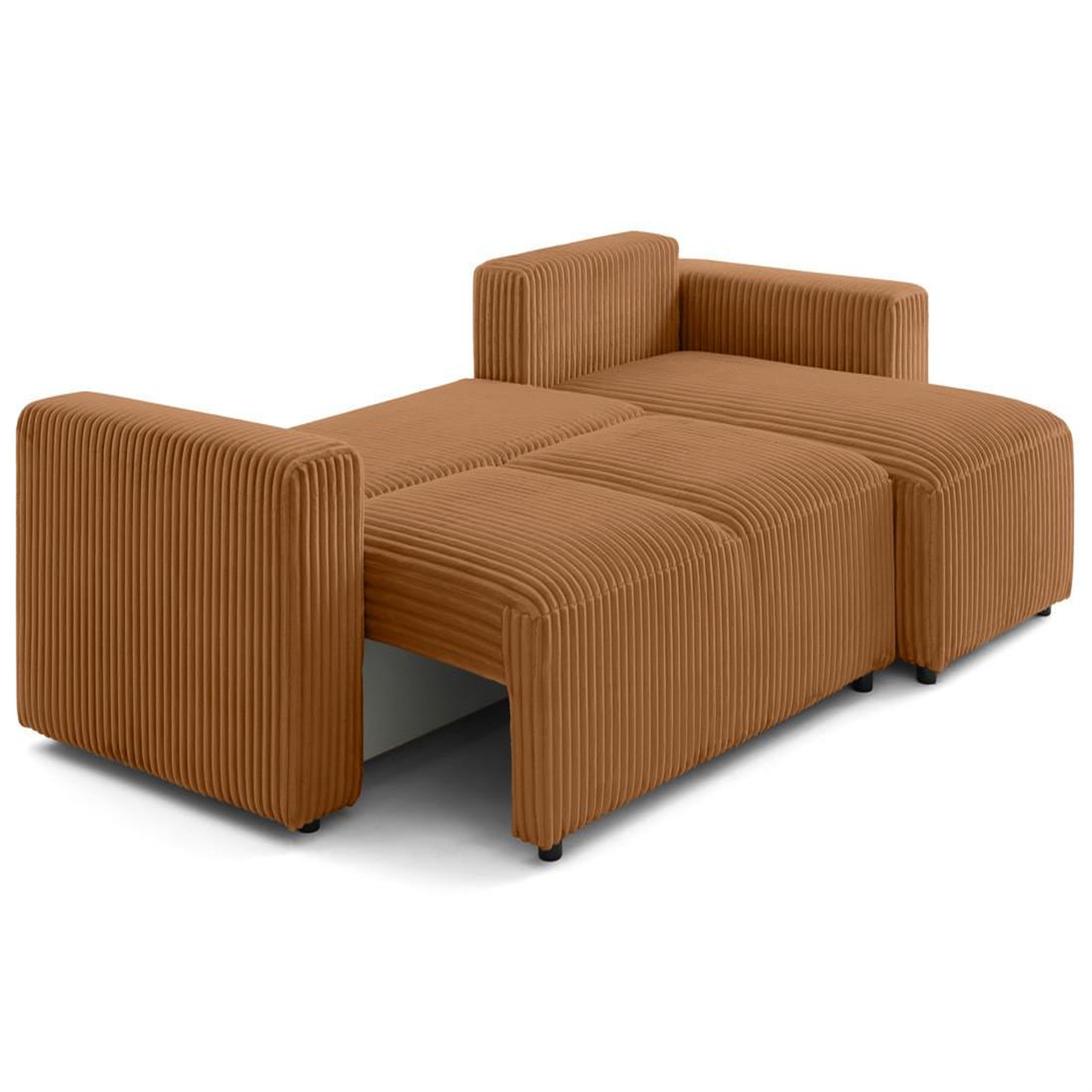 Voir la diapositive 2 : LISA DESIGN Livy - canapé d'angle réversible 4 places convertible avec coffre en velours côtelé grosses côtes