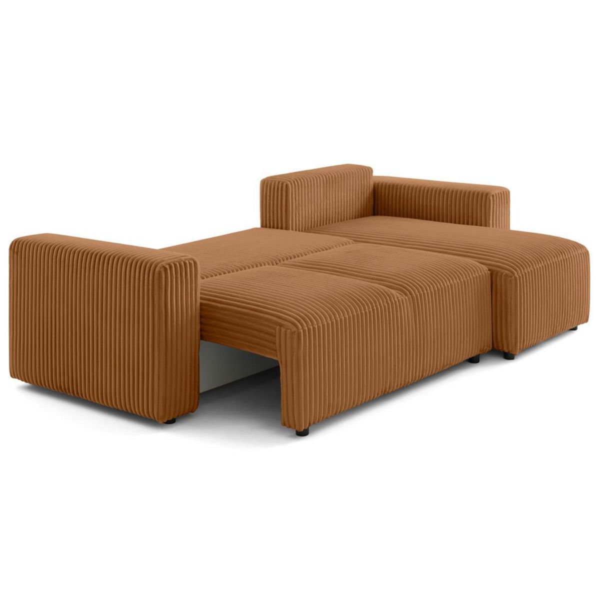 LISA DESIGN Livy - canapé d'angle réversible 4 places convertible avec coffre en velours côtelé grosses côtes