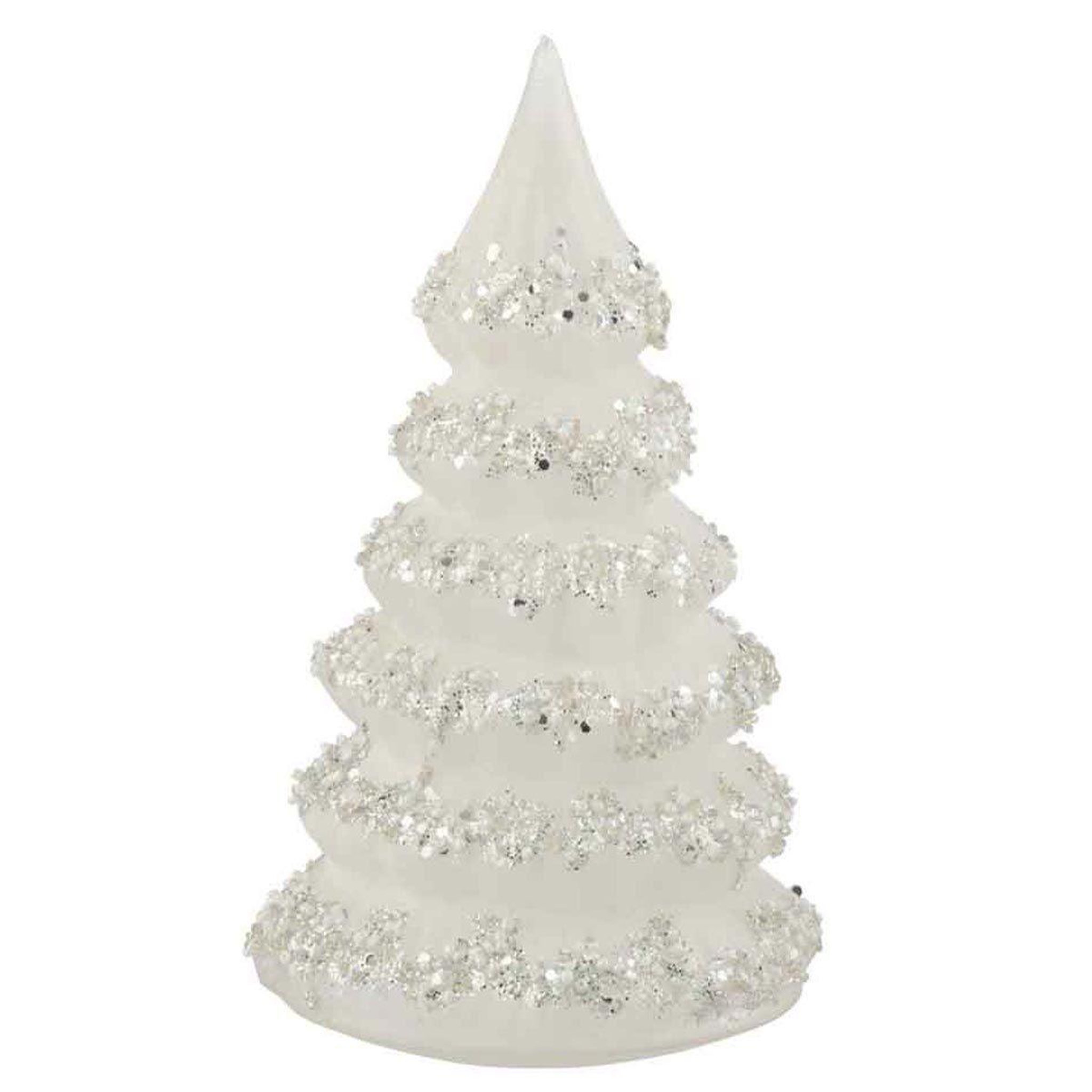 J-LINE Sapin de Noël Déco  Lignes Paillettes  21cm Blanc