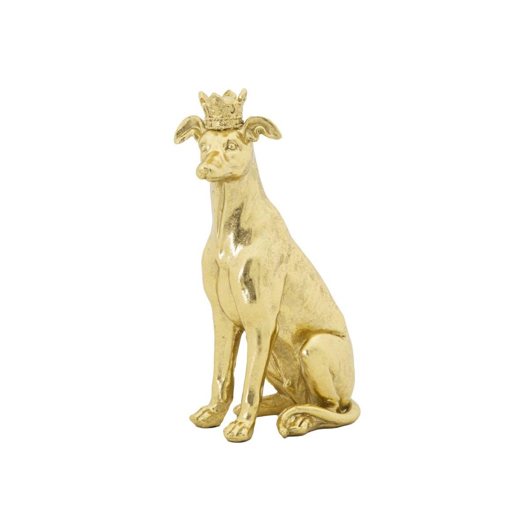 Paris Prix Statuette déco chien  couronne  33cm or