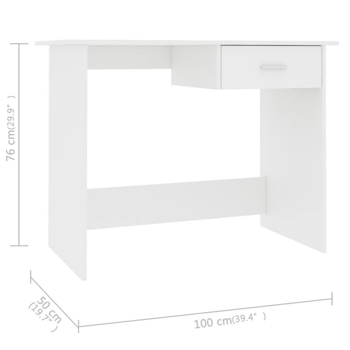 VIDAXL Bureau Blanc 100 x 50 x 76 cm Bois d'ingenierie