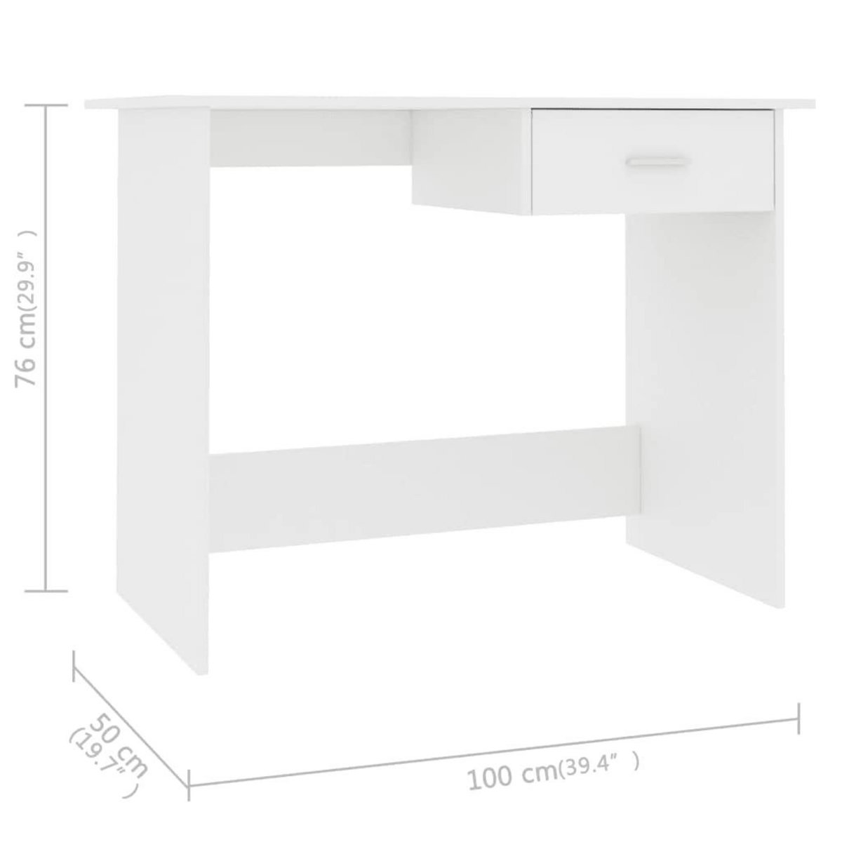 VIDAXL Bureau Blanc 100 x 50 x 76 cm Bois d'ingenierie