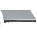 OUTSUNNY Store banne manuel rétractable aluminium polyester imperméabilisé 3,5L x 2,5l m gris