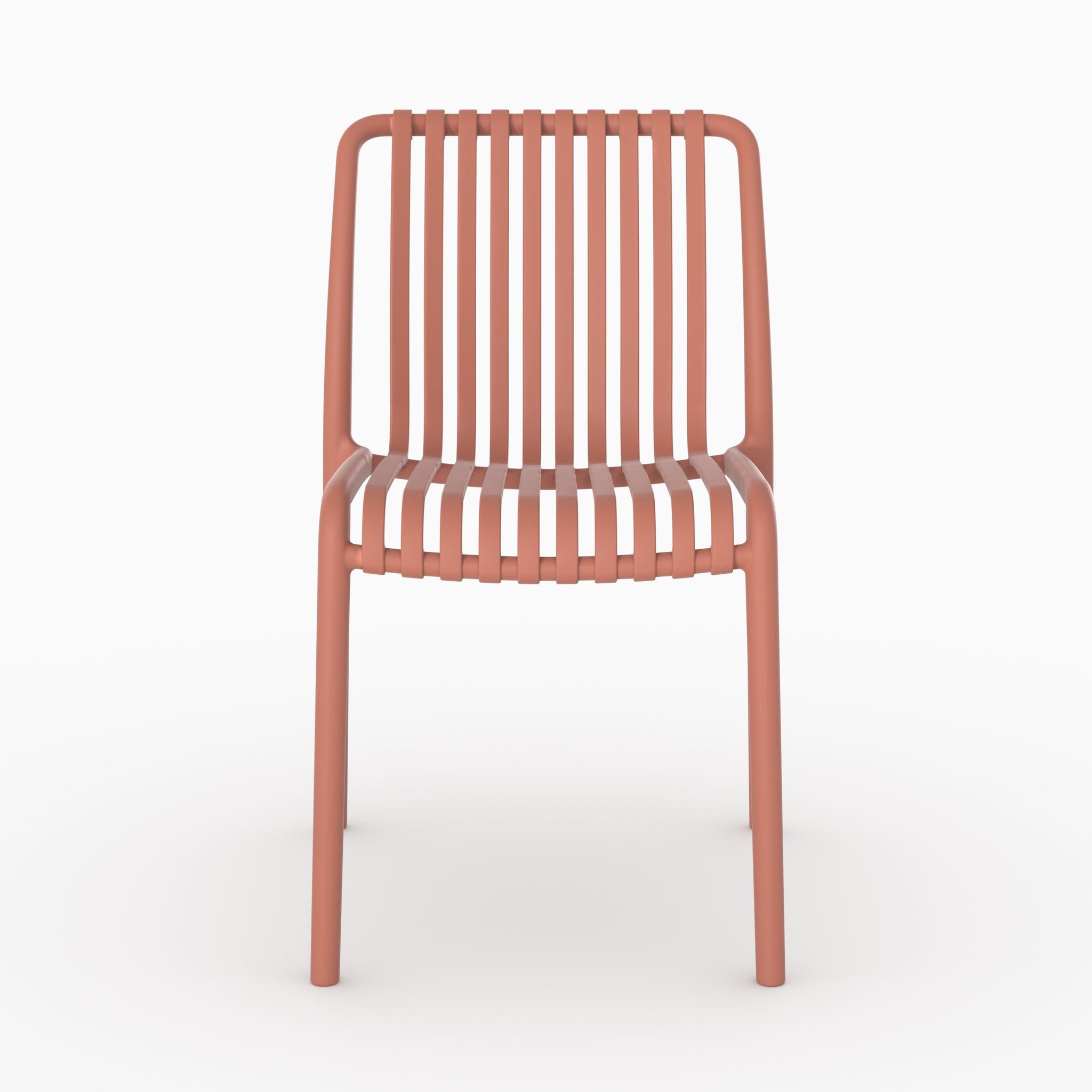 Voir la diapositive 5 : MAISON PAVANE Lot de 2 chaises de jardin empilables en plastique vieux rose-Duli