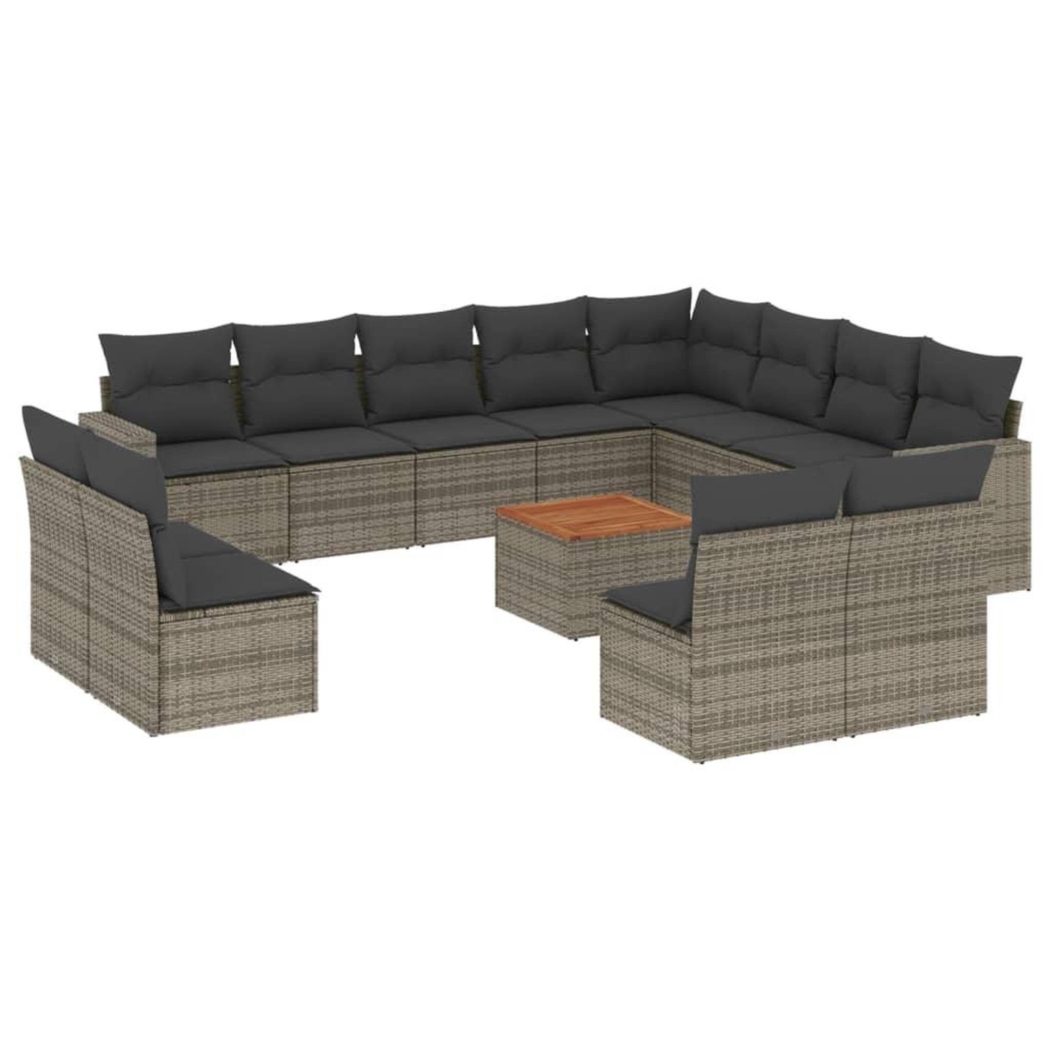 Voir la diapositive 2 : VIDAXL Salon de jardin avec coussins 13 pcs gris resine tressee