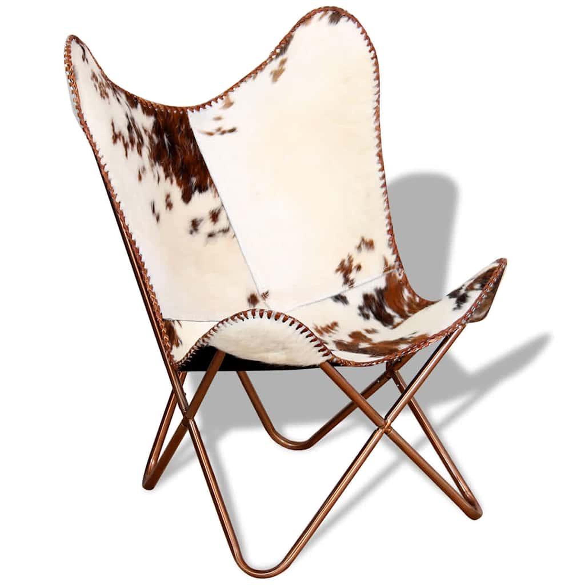 Voir la diapositive 5 : VIDAXL Chaise papillon marron et blanc cuir de vache