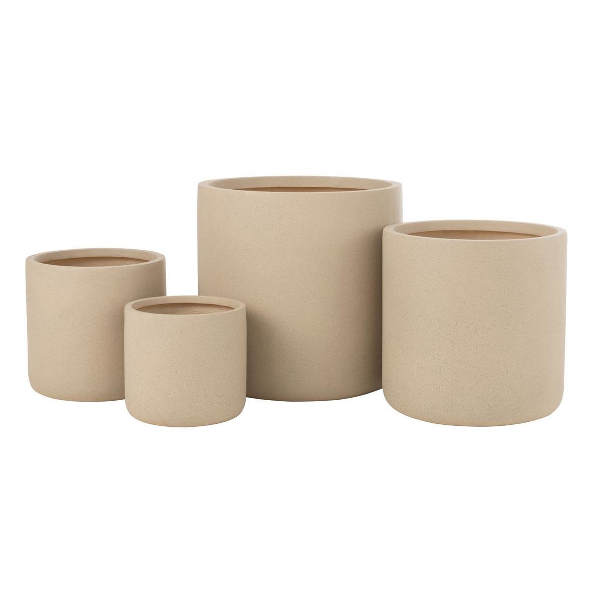 J-LINE Lot de 4 cache-pots déco  dune  50cm ivoire
