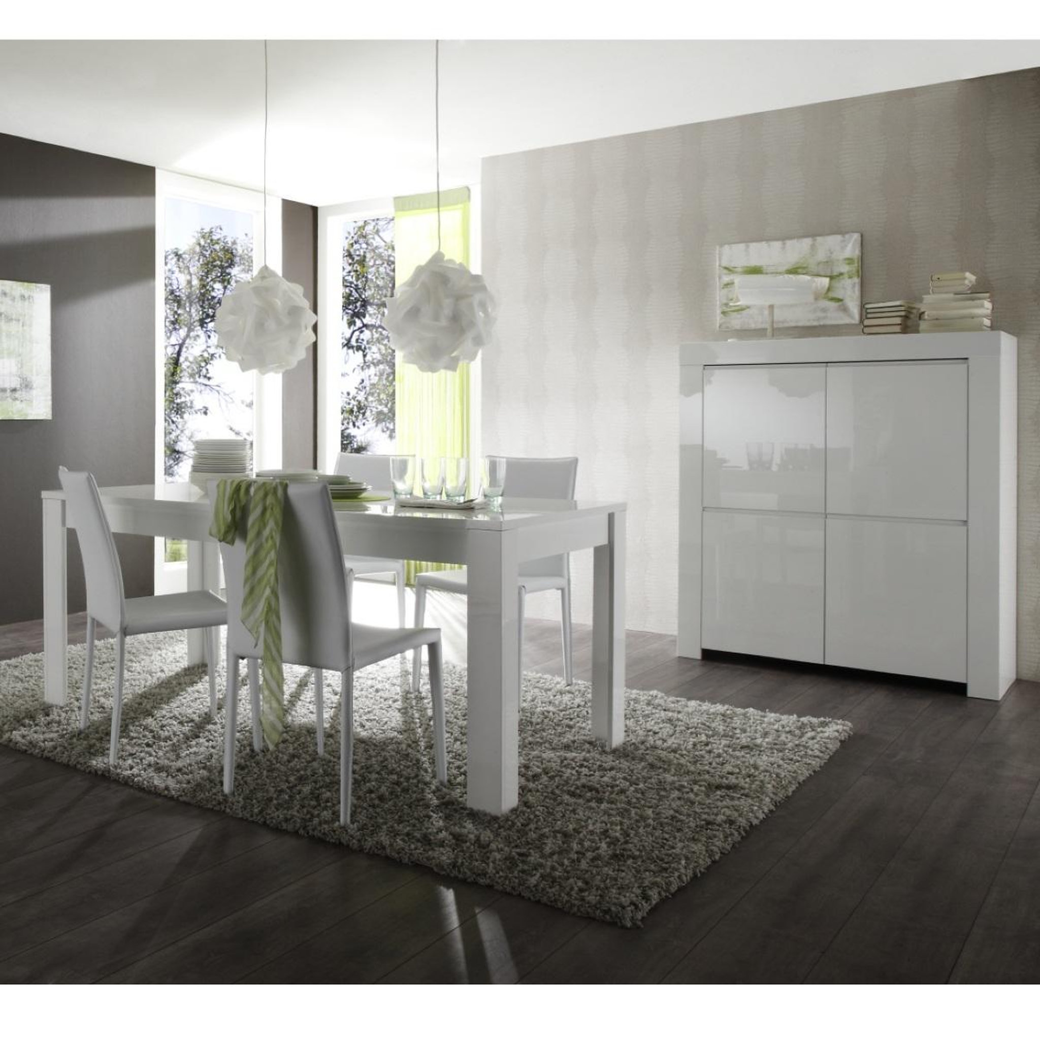 Voir la diapositive 4 : JLC KREATION Table à manger design laqué blanc 180cm APHODITE
