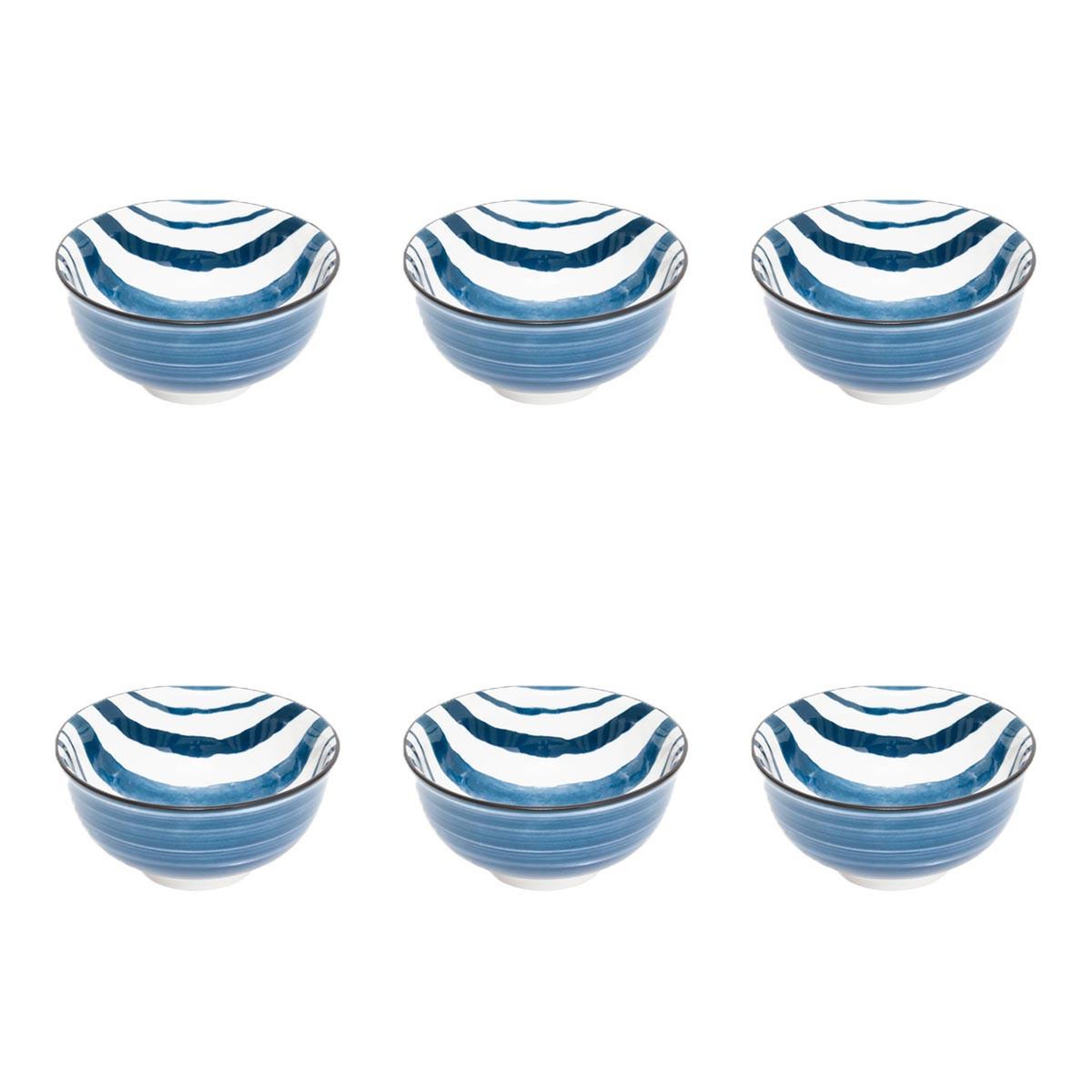 SECRET DE GOURMET Lot de 6 coupelles en porcelaine  umami rayure  11cm bleu