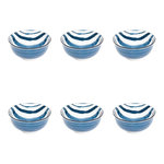 SECRET DE GOURMET Lot de 6 Coupelles en Porcelaine  Umami Rayure  11cm Bleu