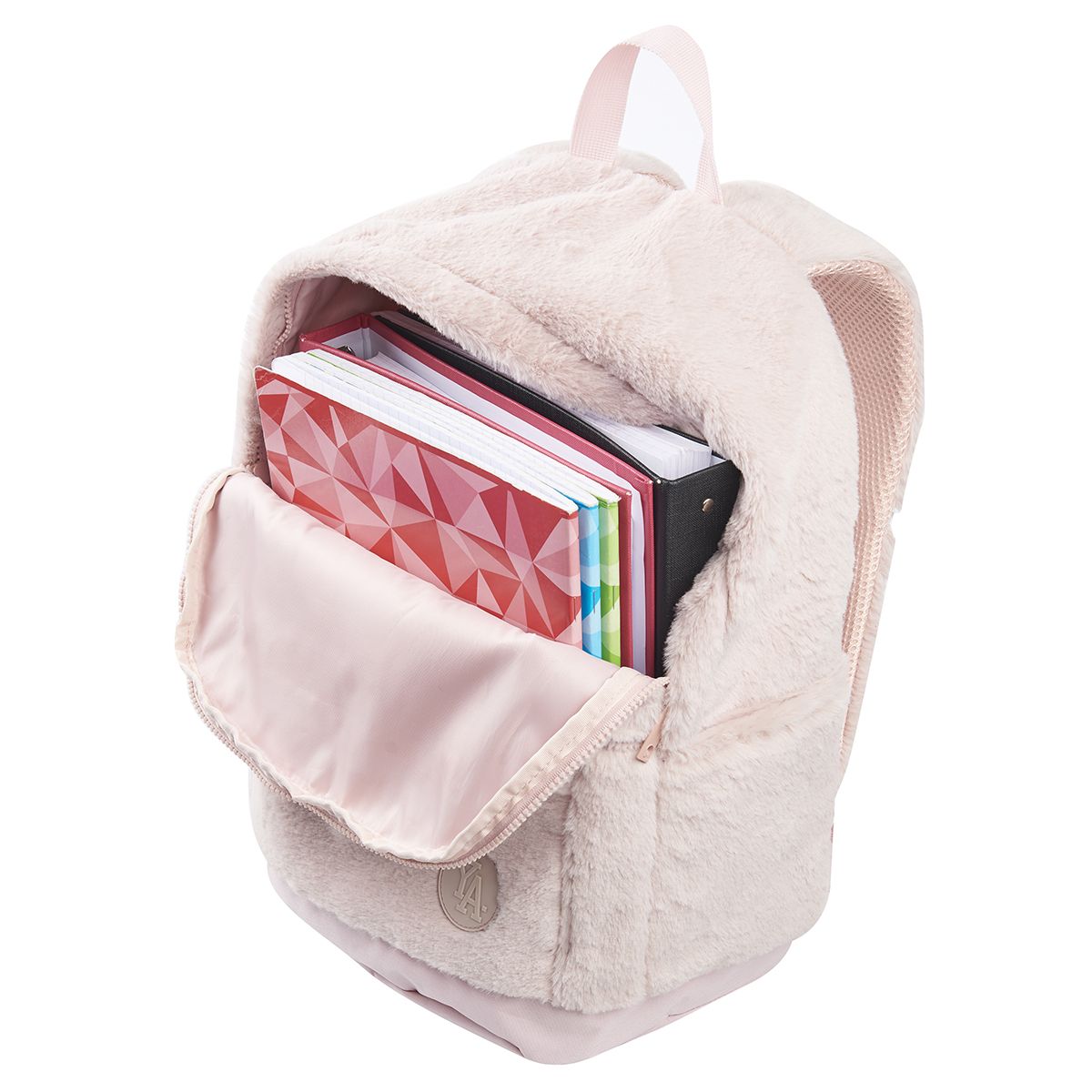 YOUNG'S ATTITUDE Sac à dos rose effet fourrure avec compartiment pour ordinateur