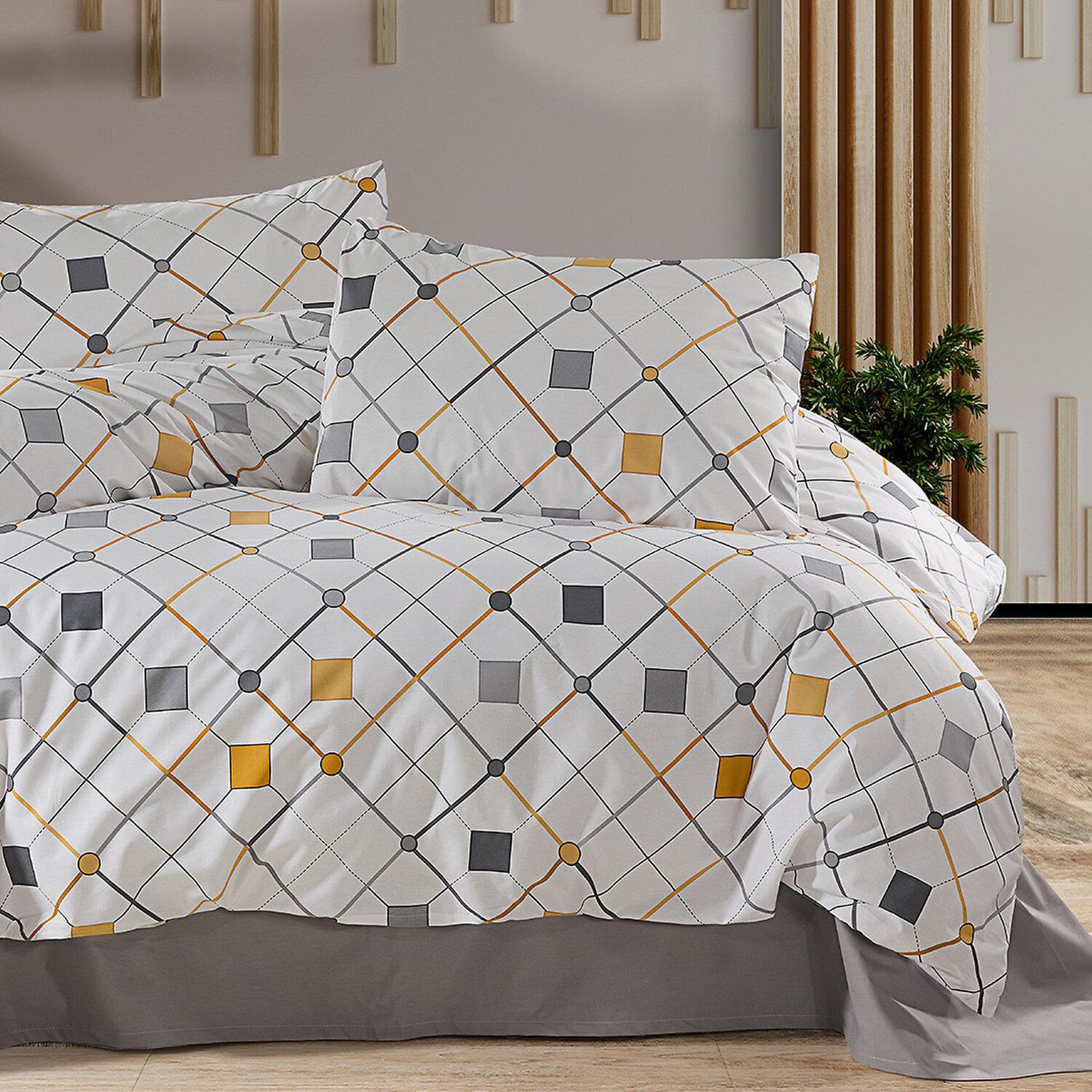Voir la diapositive 3 : Home collection Parure housse de couette 100% coton 57 fils imprimé angula