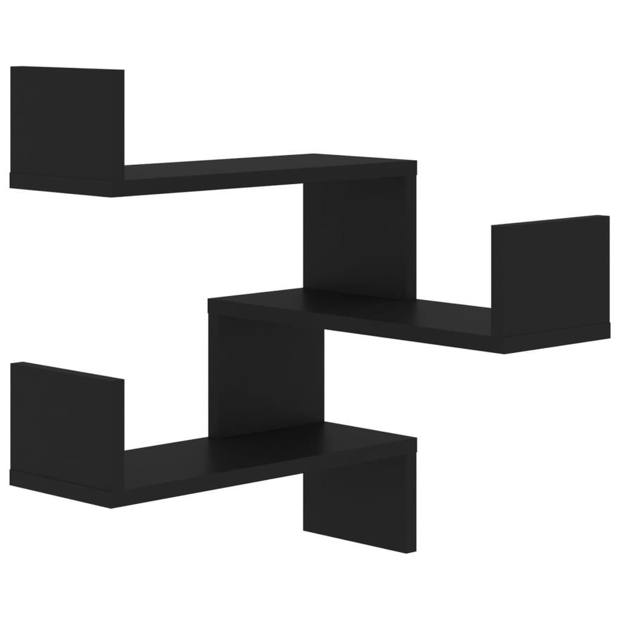 Voir la diapositive 5 : VIDAXL Etageres d'angle murales 2 pcs noir 40x40x50 cm bois ingenierie