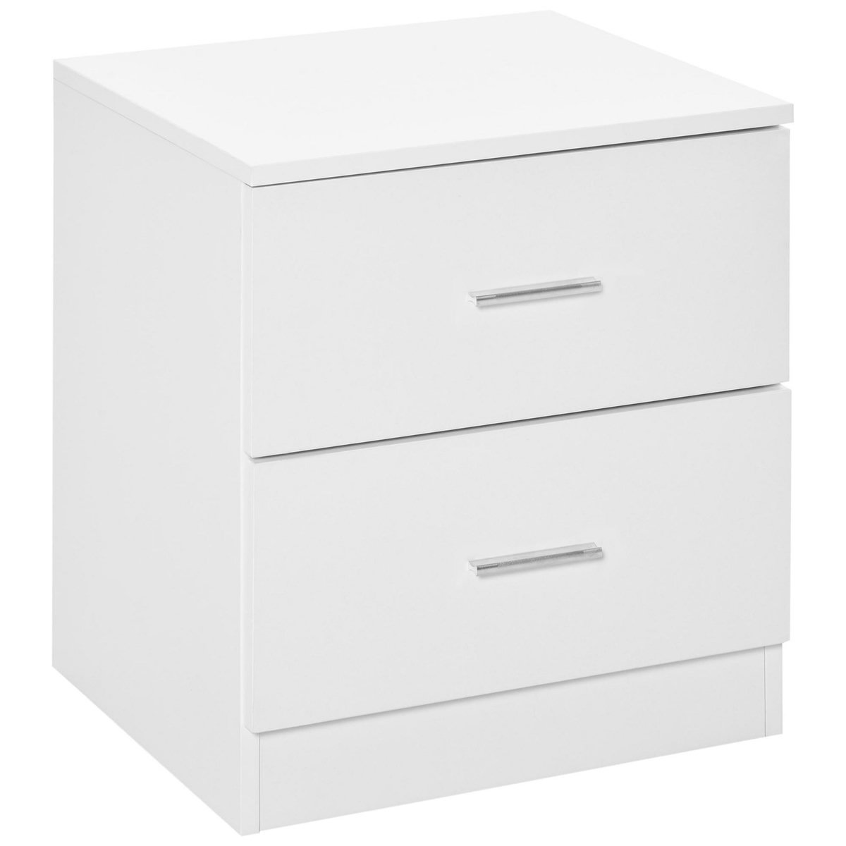 HOMCOM Chevet table de nuit style contemporain 2 tiroirs poignées alu blanc