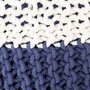 VIDAXL Pouf tricote a la main Bleu et blanc 50 x 35 cm Coton