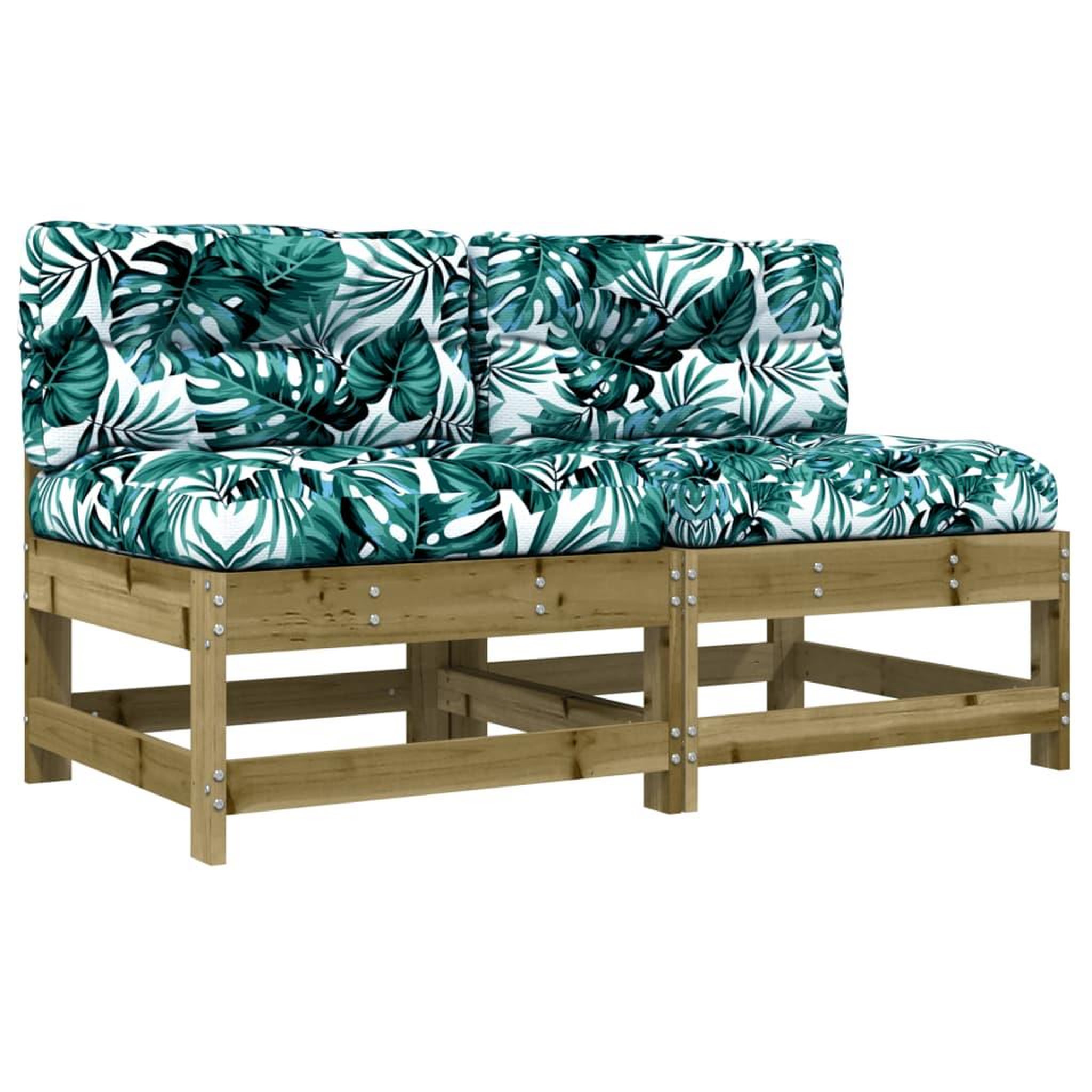 Voir la diapositive 2 : VIDAXL Canapes centraux avec coussins 2 pcs bois de pin impregne