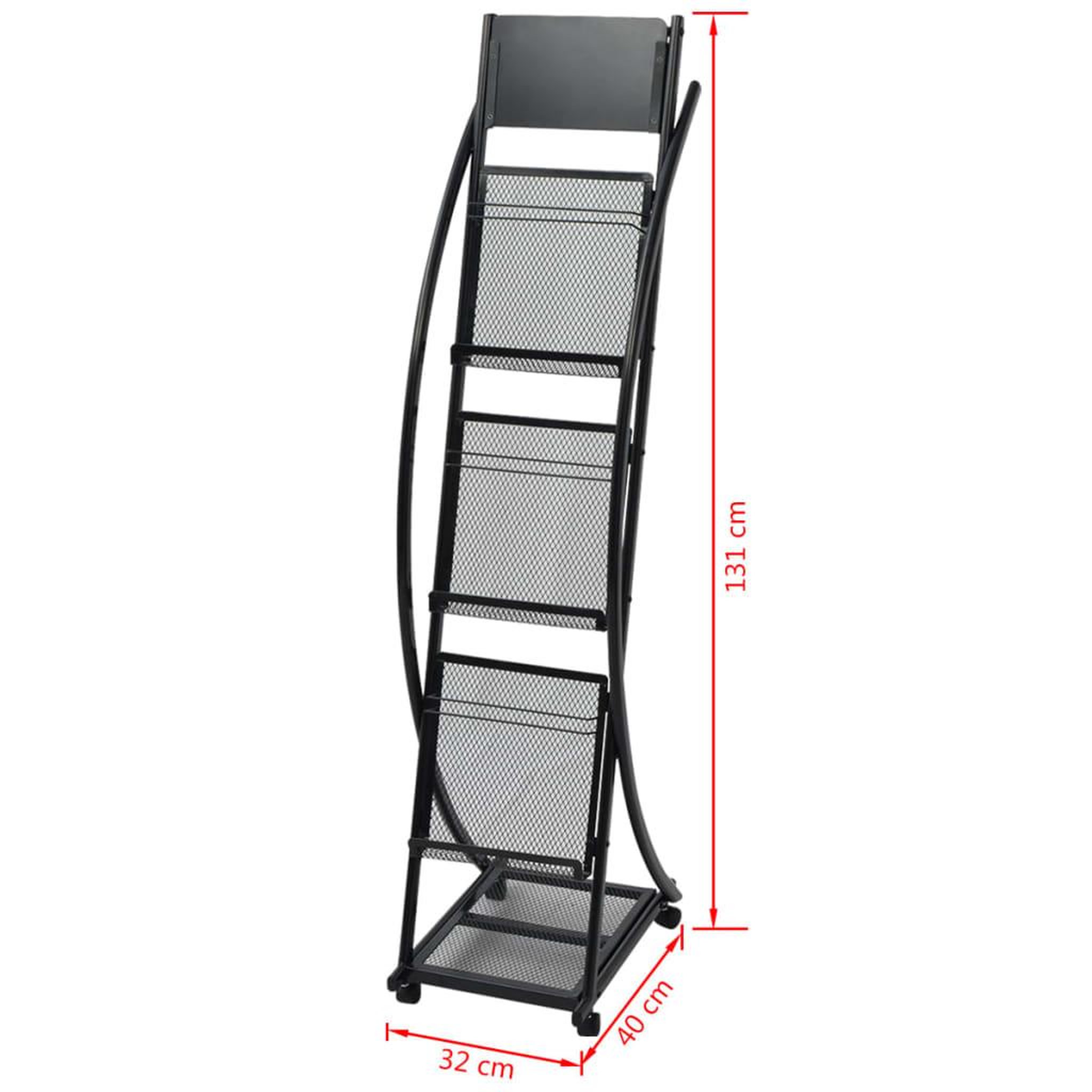 Voir la diapositive 6 : VIDAXL Porte-revue 40 x 32 x 131 cm noir a4