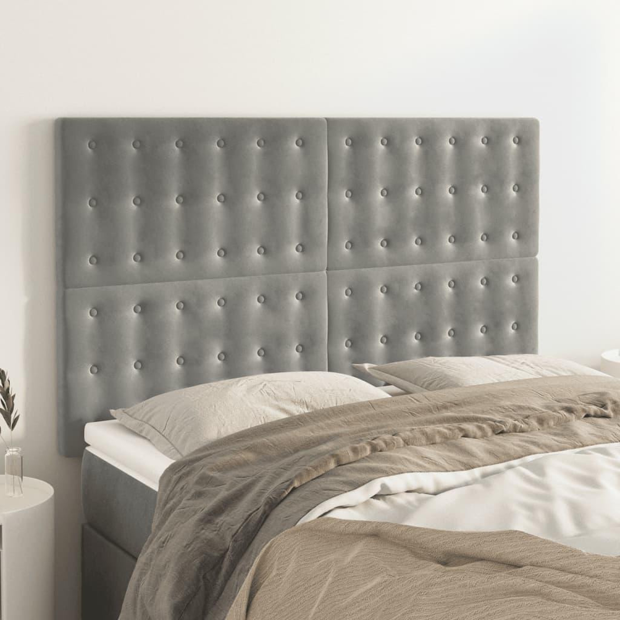 Voir la diapositive 1 : VIDAXL Tetes de lit 4 pcs Gris clair 72x5x78/88 cm Velours