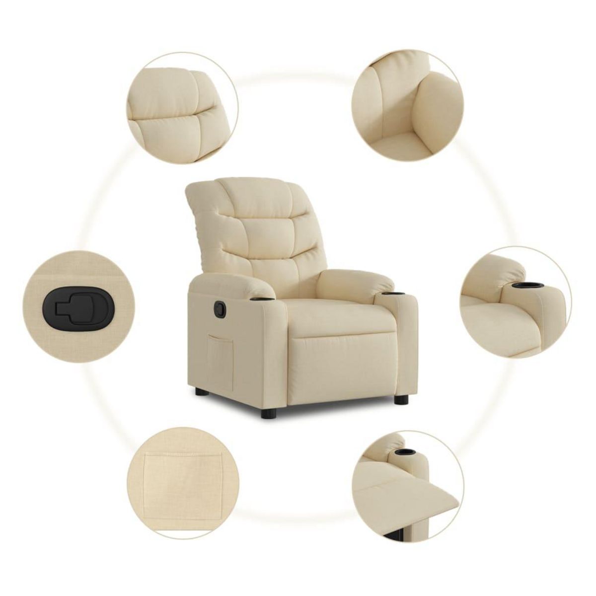 VIDAXL Fauteuil inclinable Creme Tissu