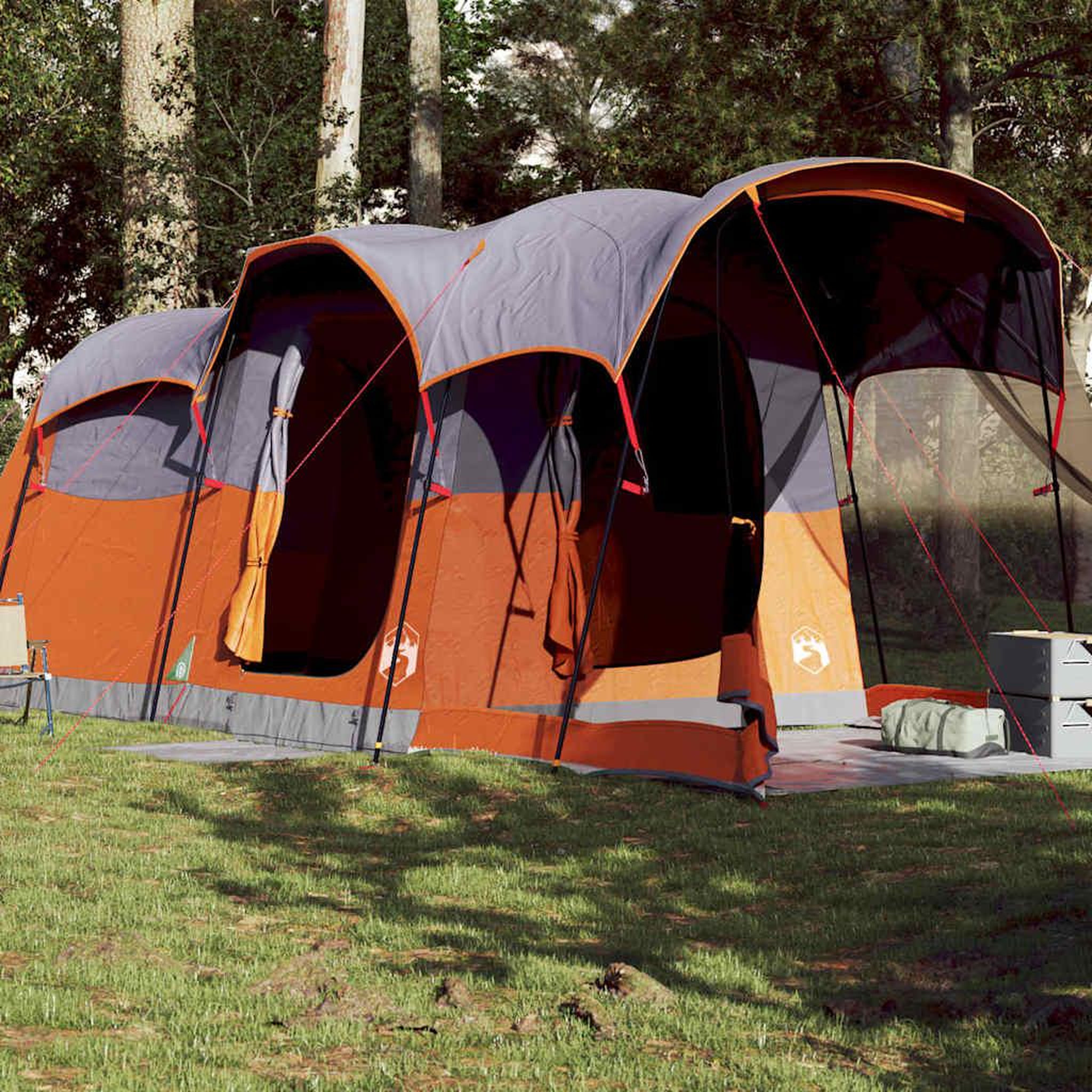 VIDAXL Tente familiale tunnel 8 personnes gris et orange impermeable