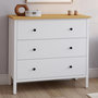 Voir la diapositive 2 : ID MARKET Commode 3 tiroirs ACHILLE 80 cm bois blanc plateau bois