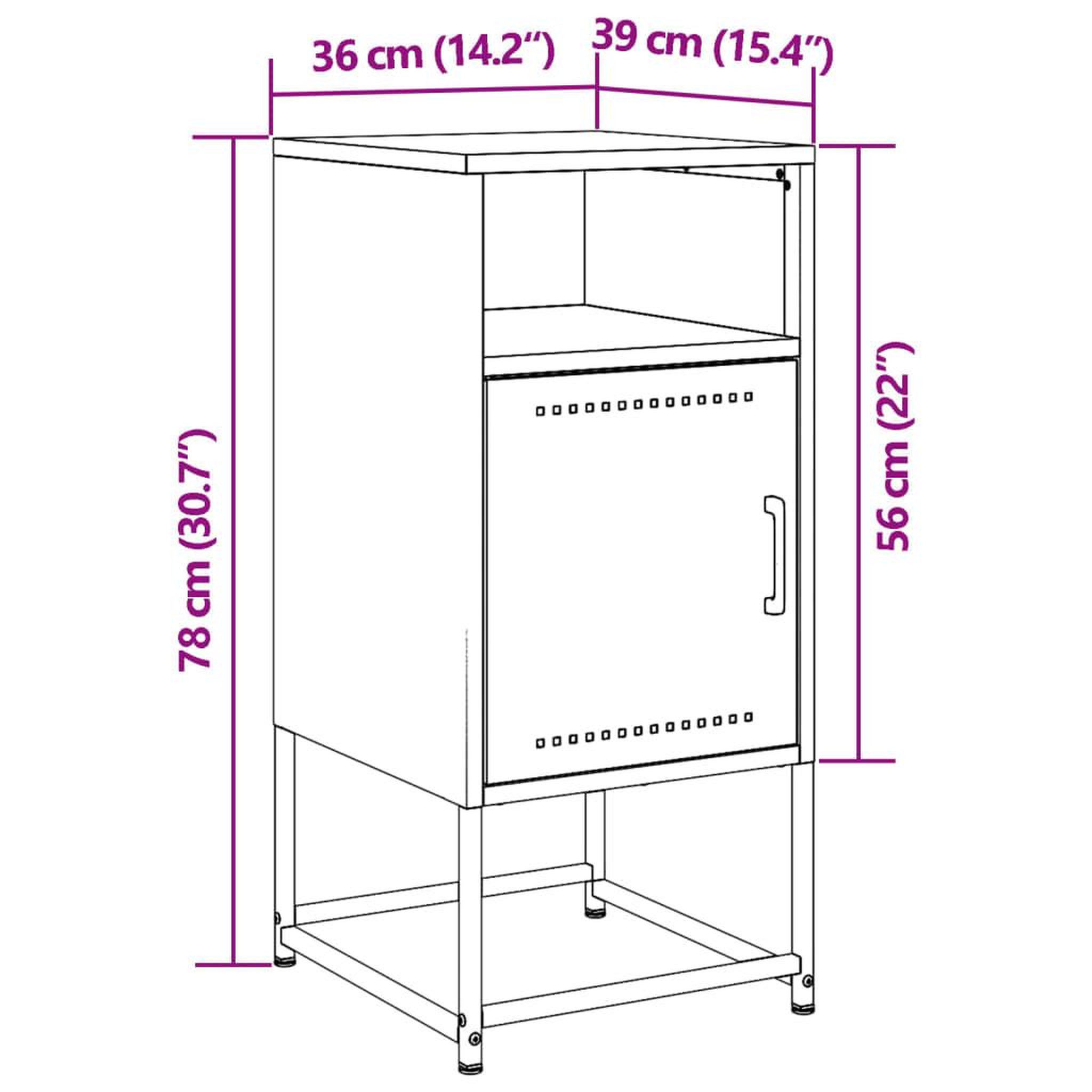 Voir la diapositive 6 : VIDAXL Table de chevet vert olive 36x39x78 cm acier