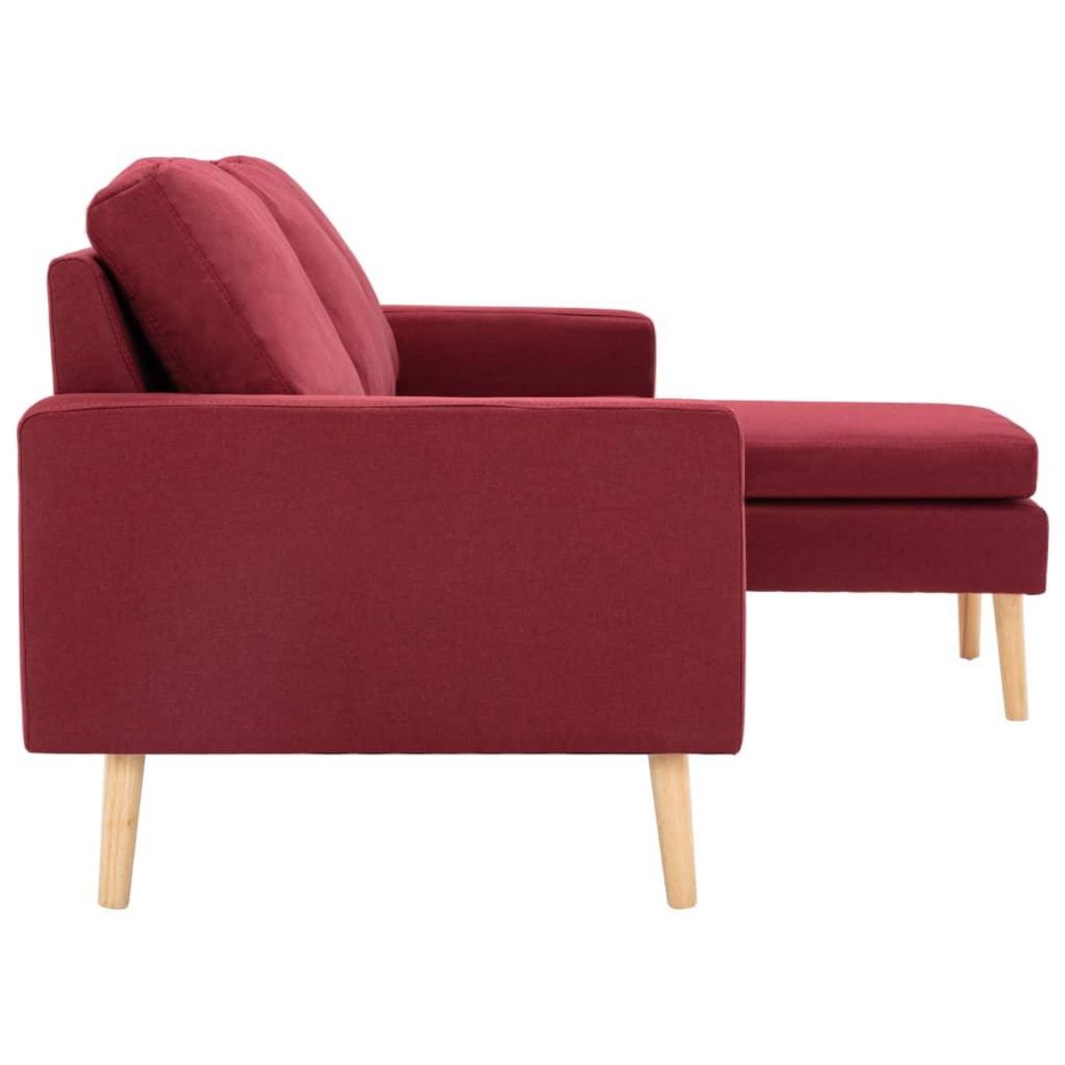 VIDAXL Canape a 3 places avec repose-pied Rouge bordeaux Tissu