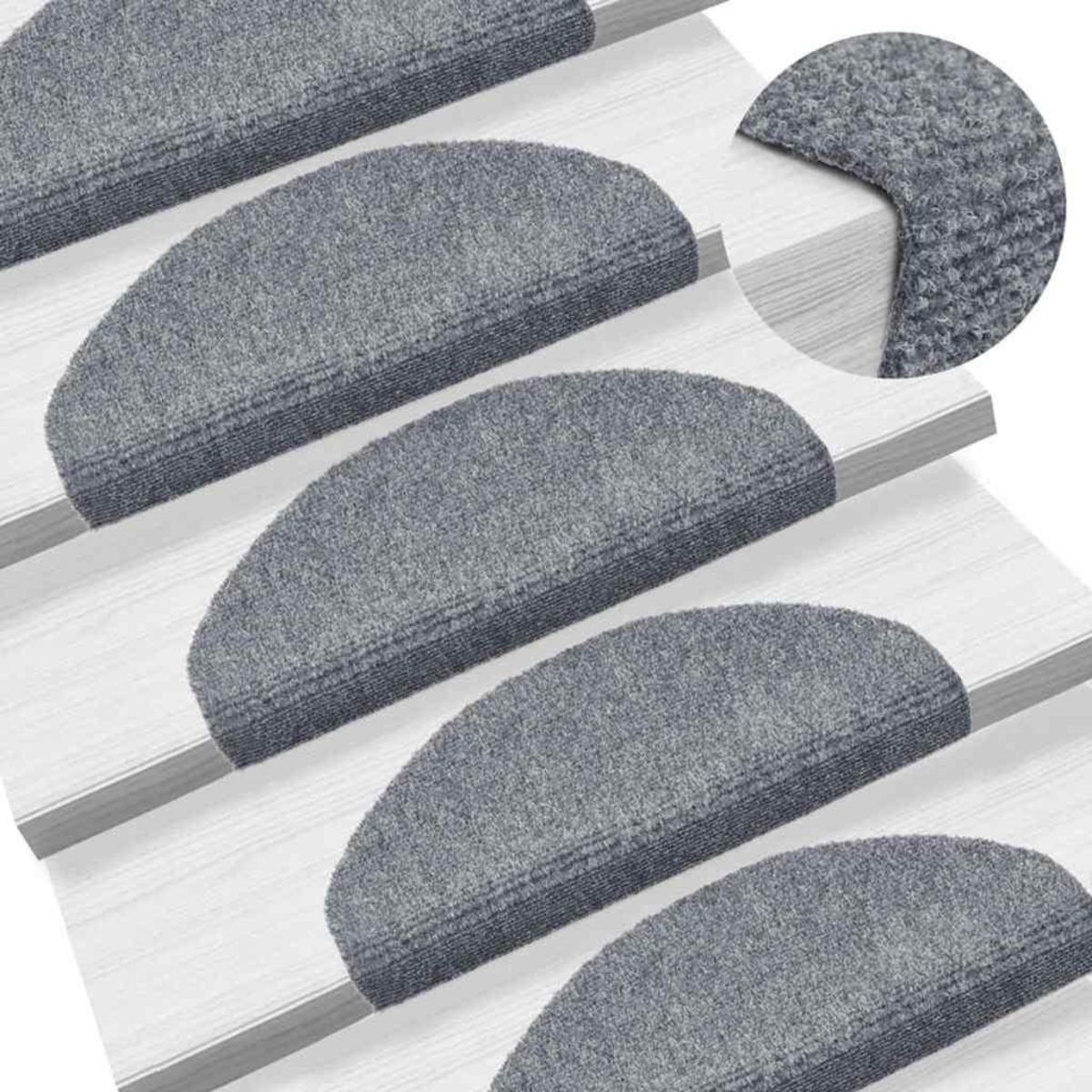 VIDAXL Tapis d'escalier auto-adhesifs 30 pcs gris clair 65x21x4 cm