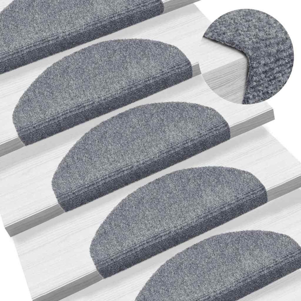 VIDAXL Tapis d'escalier auto-adhesifs 30 pcs gris clair 65x21x4 cm
